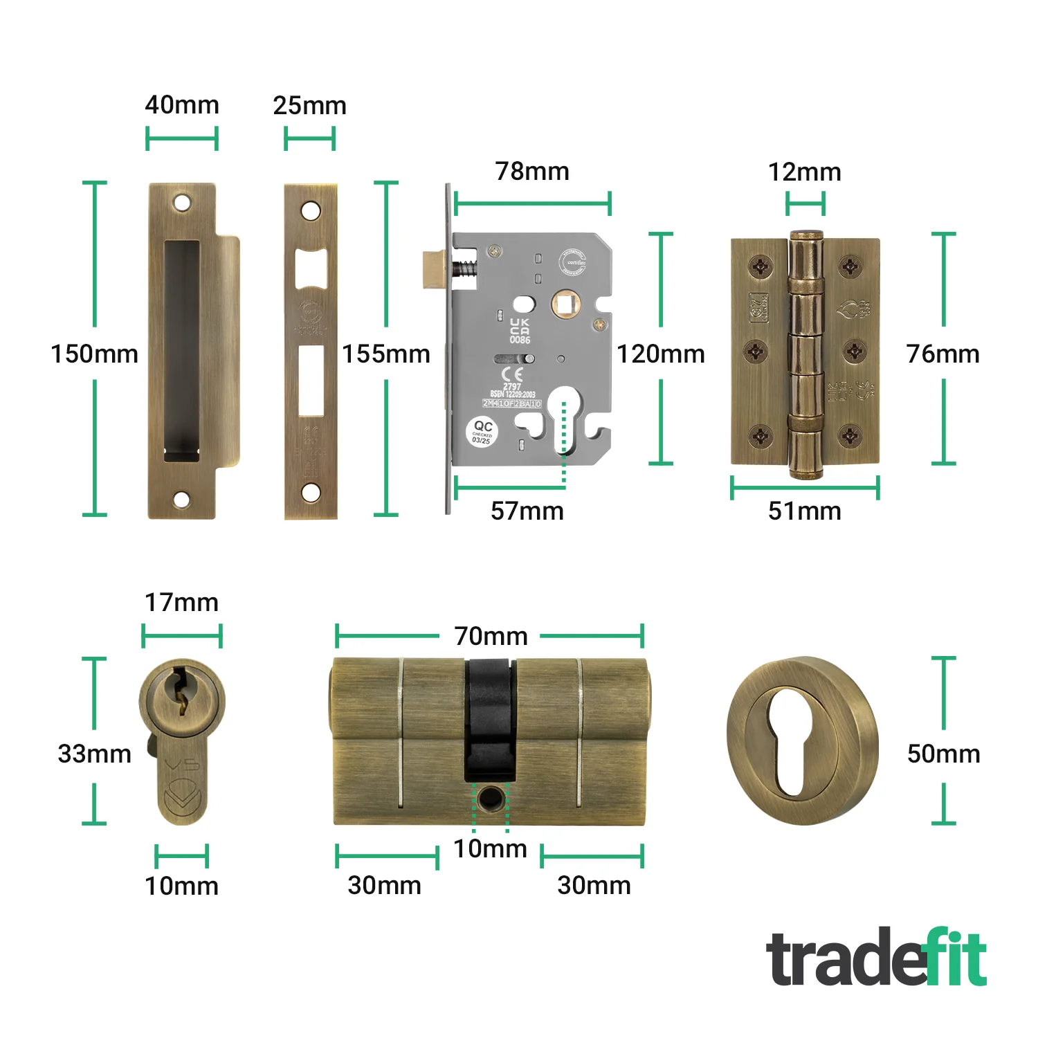 Olbia Antique Brass Lever on Rose Door Handle Kit - 80mm Euro Sashlock and Thumbturn Cylinder - Master Keyed - Image 3