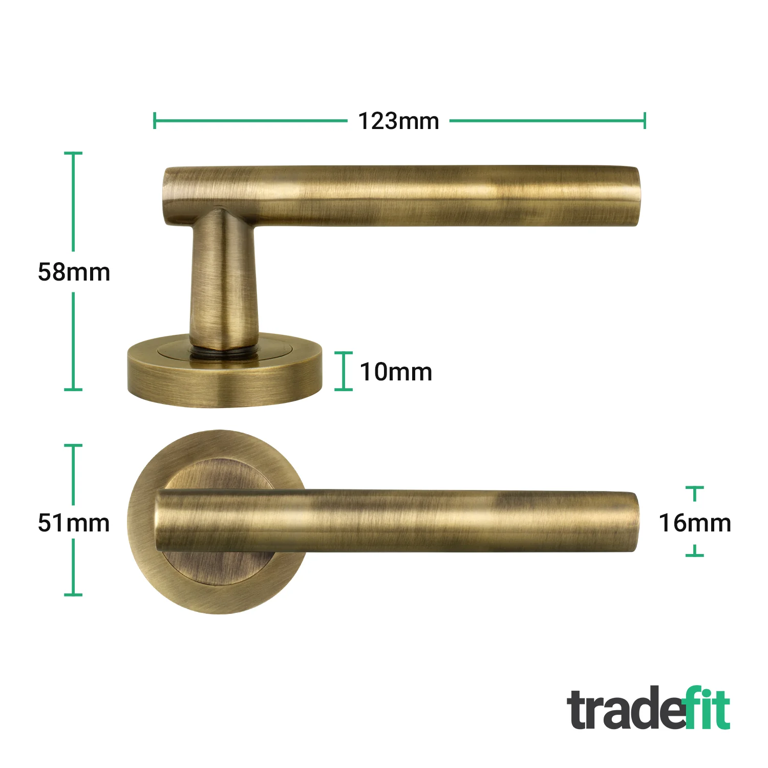 Olbia Antique Brass Lever on Rose Door Handle Pack - 64mm Bathroom Lock - Image 2