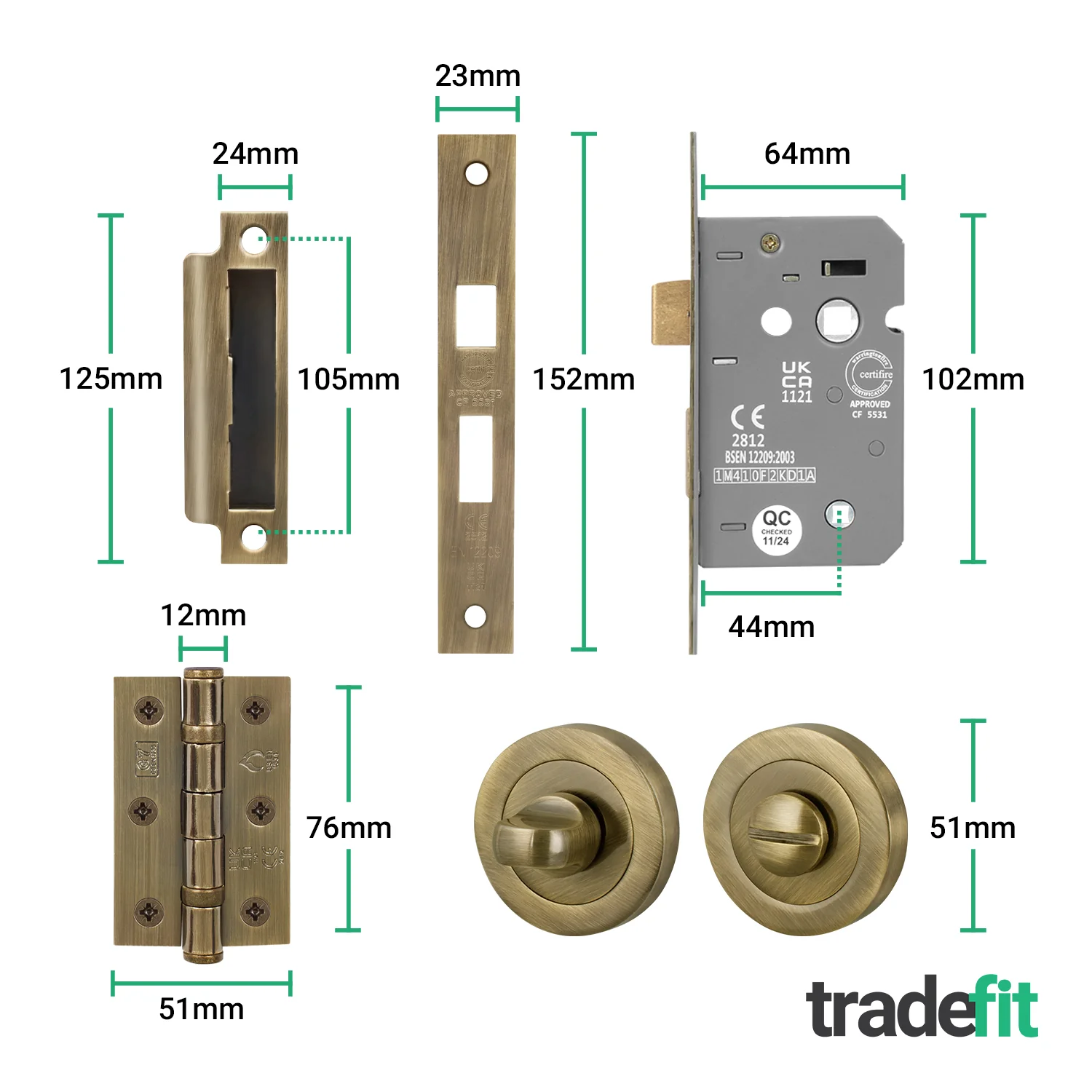 Olbia Antique Brass Lever on Rose Door Handle Pack - 64mm Bathroom Lock - Image 3