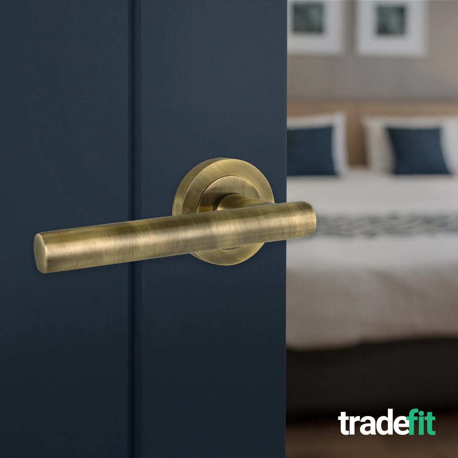 Olbia Antique Brass Lever on Rose Door Handle Pack - 64mm Latch - Image 6