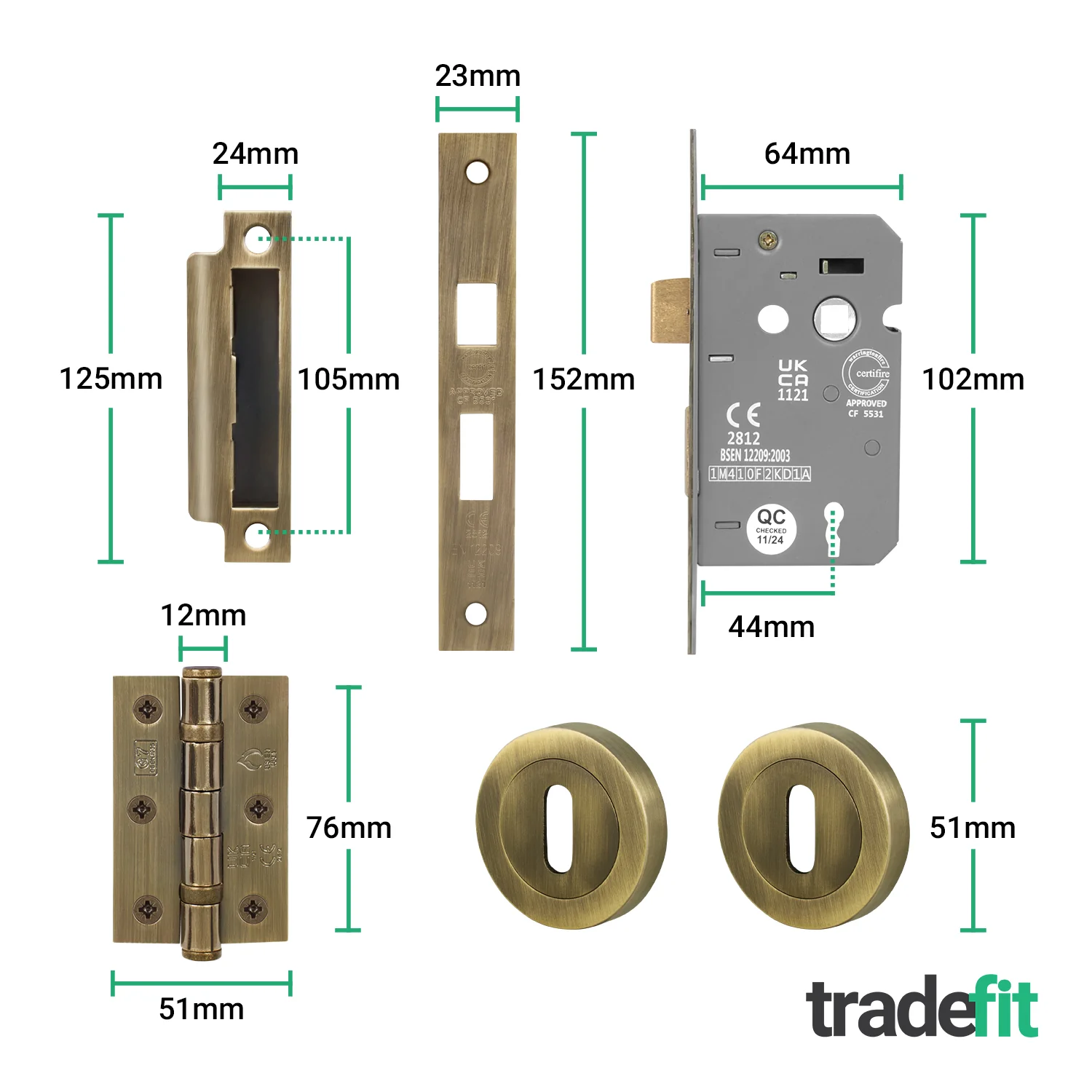 Olbia Antique Brass Lever on Rose Door Handle Pack - 64mm Sashlock - Image 3
