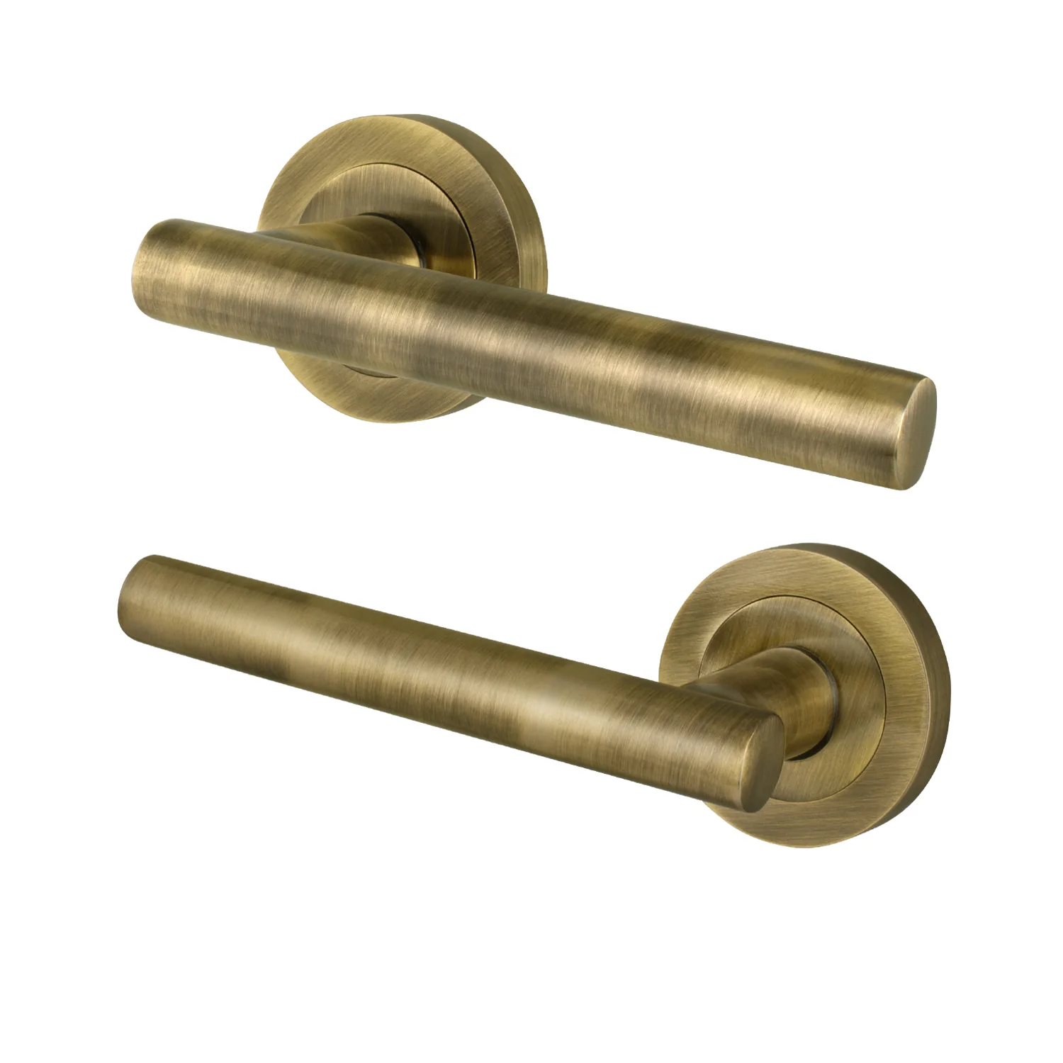 Olbia Antique Brass Lever on Rose Door Handles