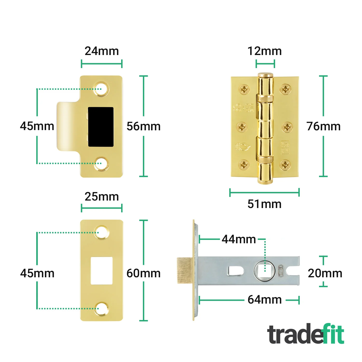 Olbia Brass Plated Lever on Backplate Door Handle Pack – 64mm Latch - Image 3