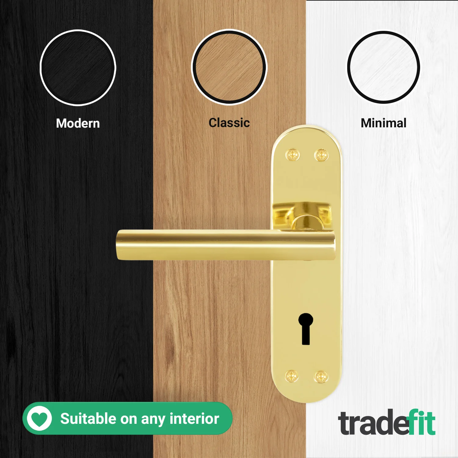 Olbia Brass Plated Lever on Backplate Door Handle Pack – 64mm Sashlock - Image 7
