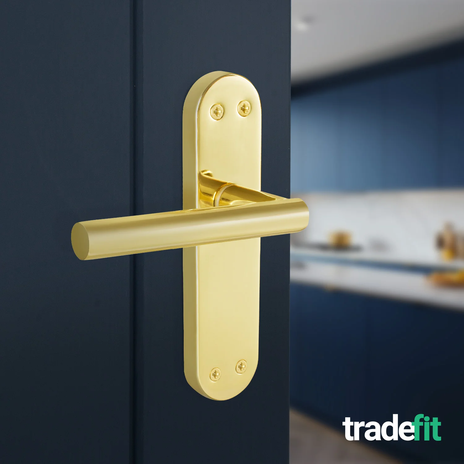 Olbia Brass Plated Lever on Backplate Door Handle Pack - 76mm Latch - Image 6