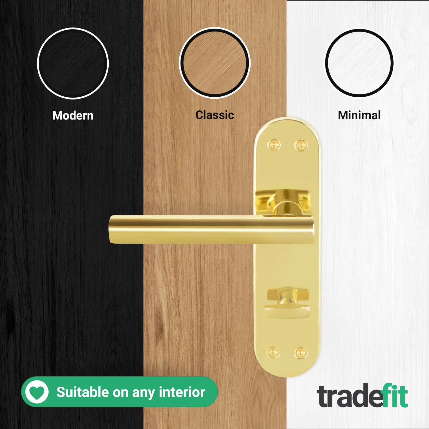 Olbia Brass Plated Lever on Backplate Door Handle Pack – 80mm Bathroom Lock - Image 7