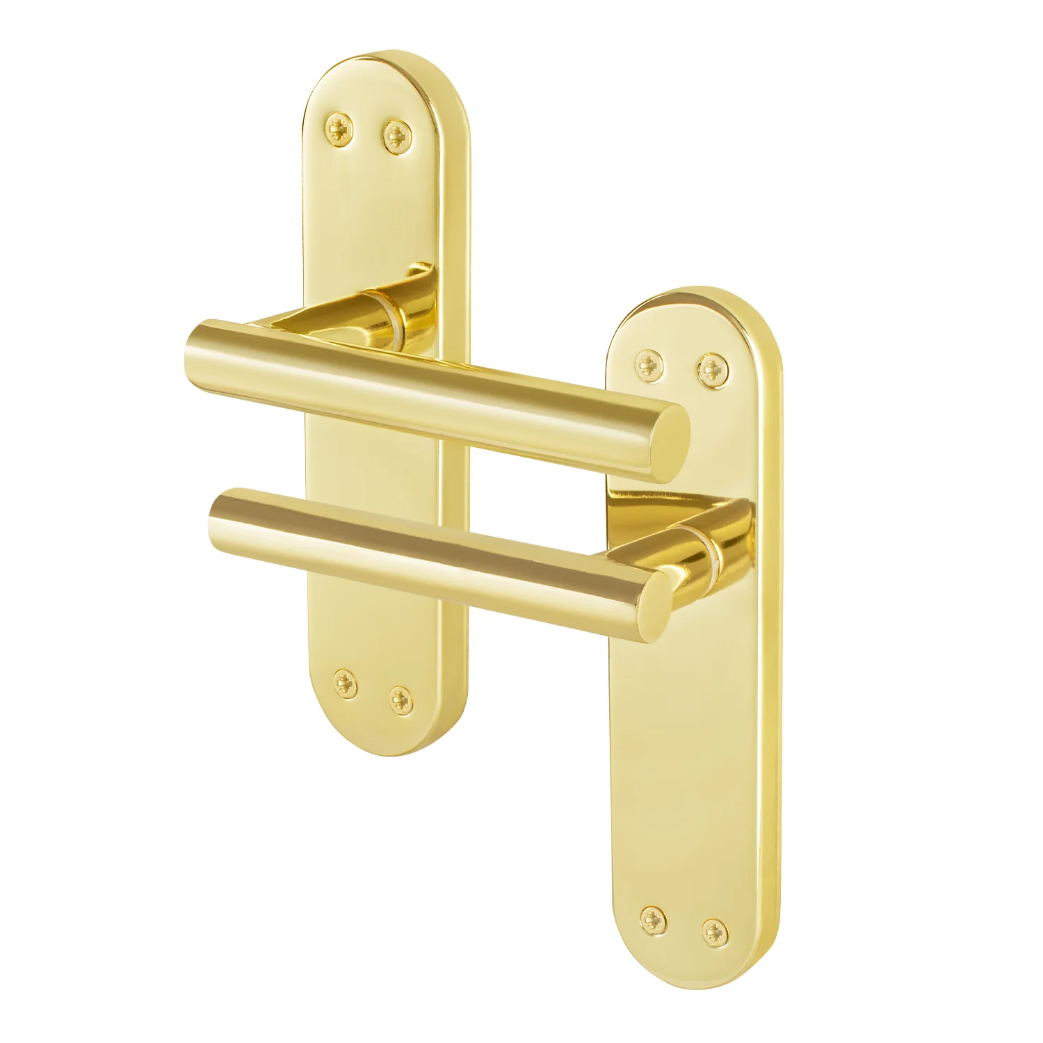 Olbia Brass Plated Lever on Backplate Door Handles - Latch