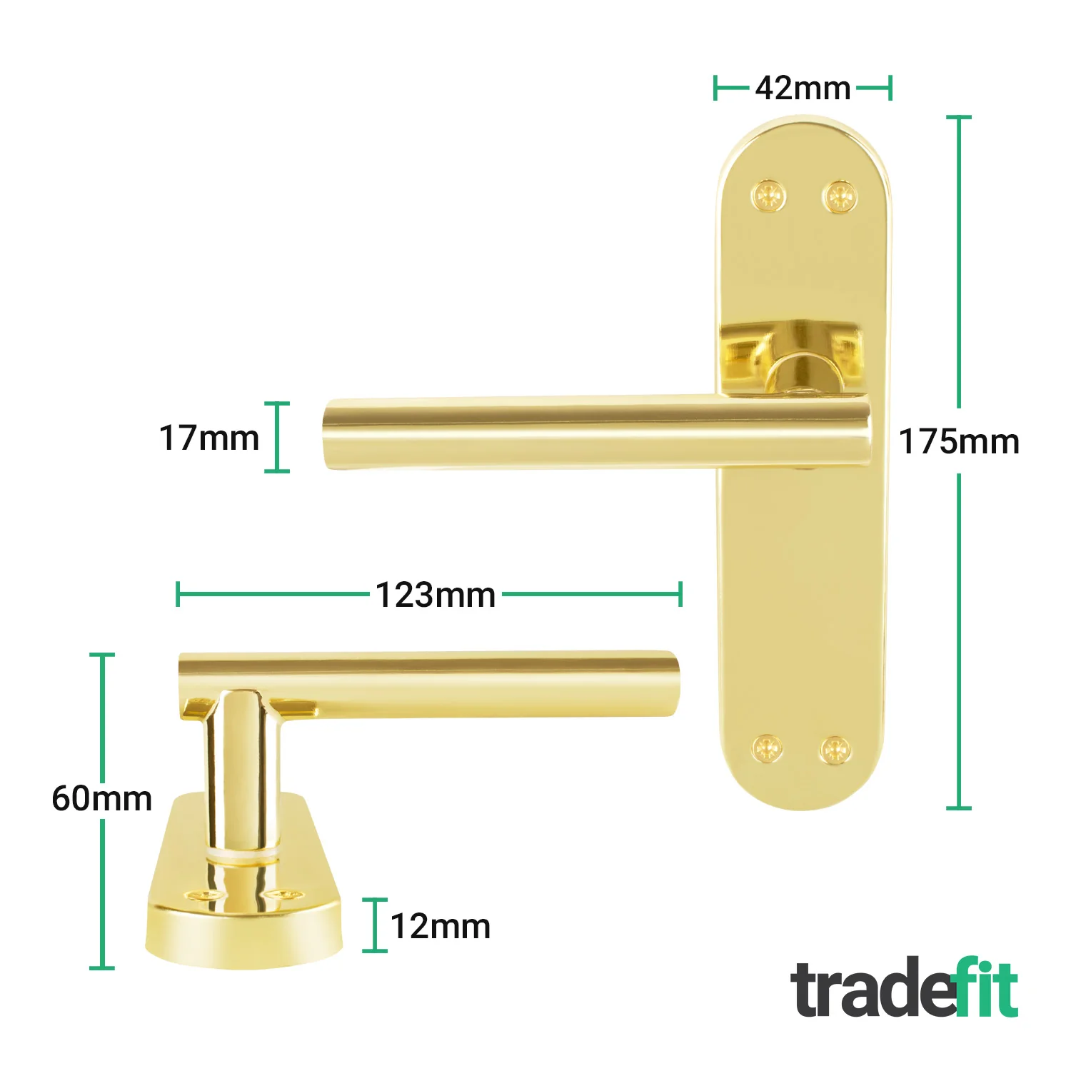 Olbia Brass Plated Lever on Backplate Door Handles - Latch - Image 2