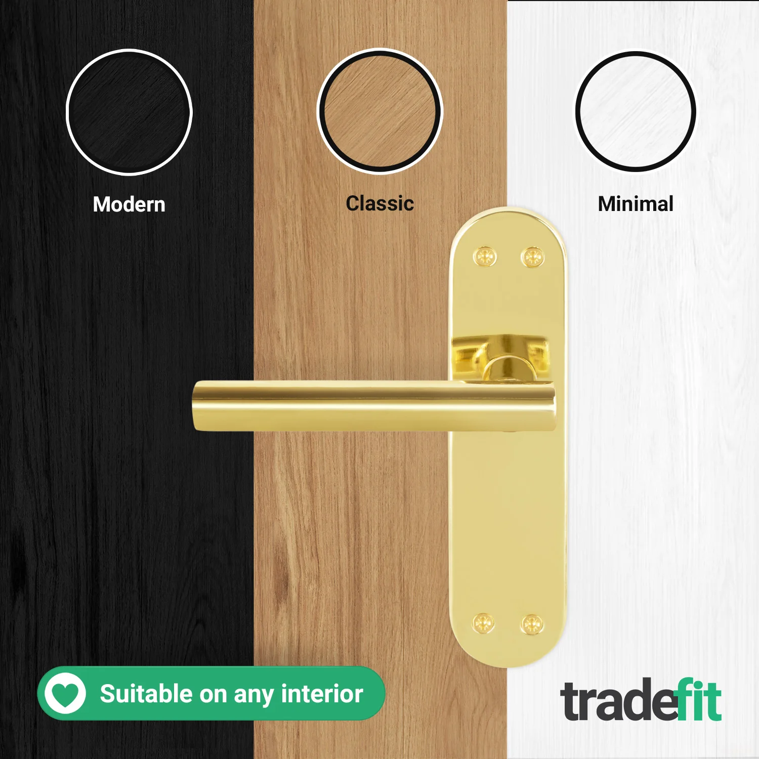 Olbia Brass Plated Lever on Backplate Door Handles - Latch - Image 5