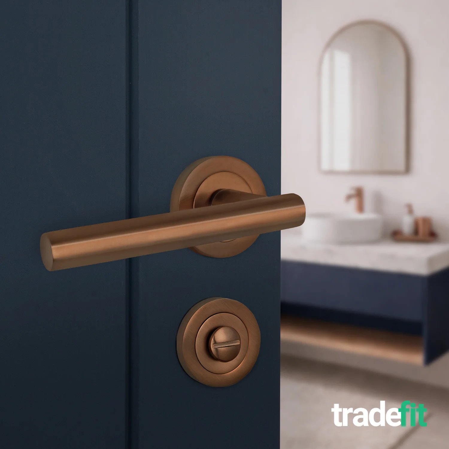 Olbia Bronze Lever on Rose Door Handle Pack - 64mm Bathroom Lock - Image 6
