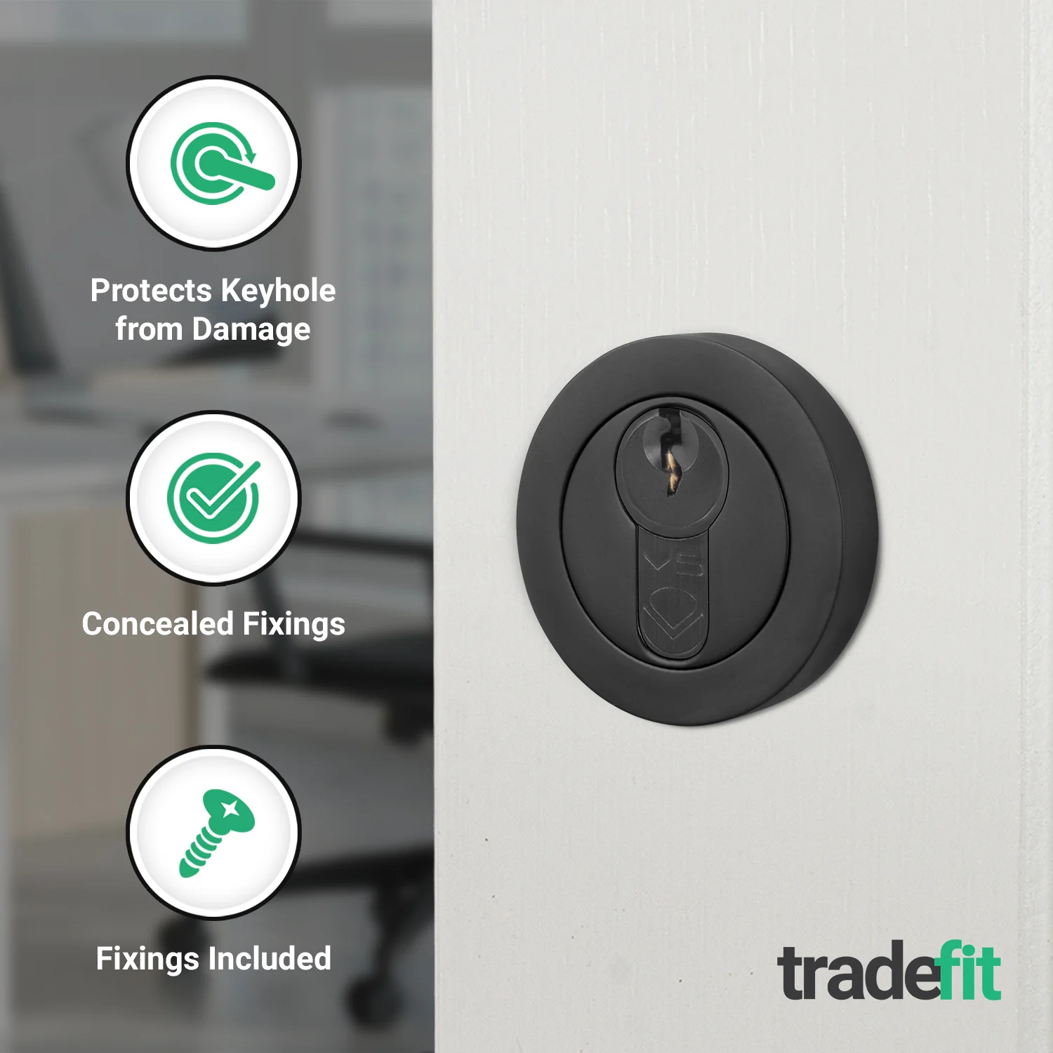 Olbia Euro Profile Keyhole Escutcheon - Matt Black - Pair - Image 3