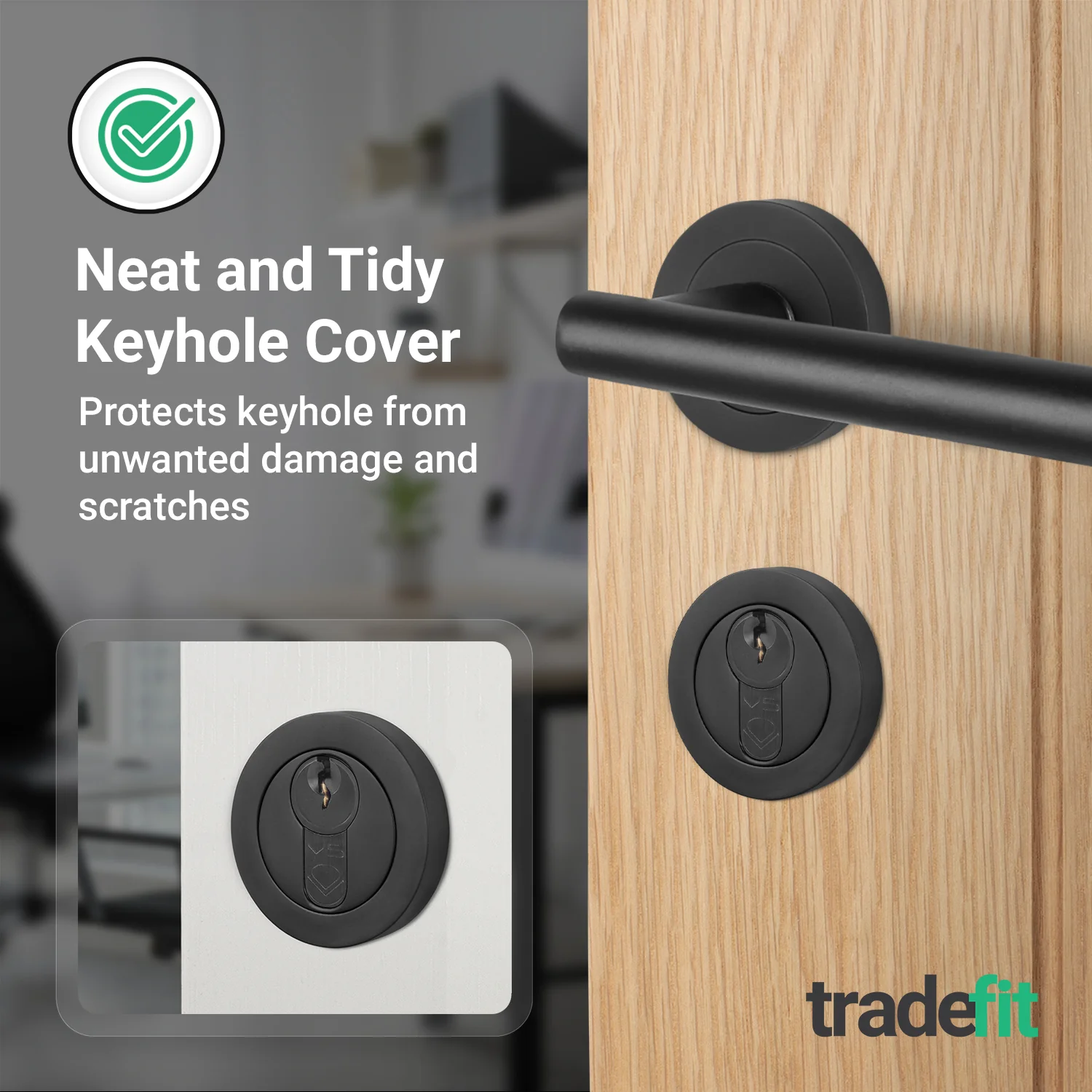 Olbia Euro Profile Keyhole Escutcheon - Matt Black - Pair - Image 6