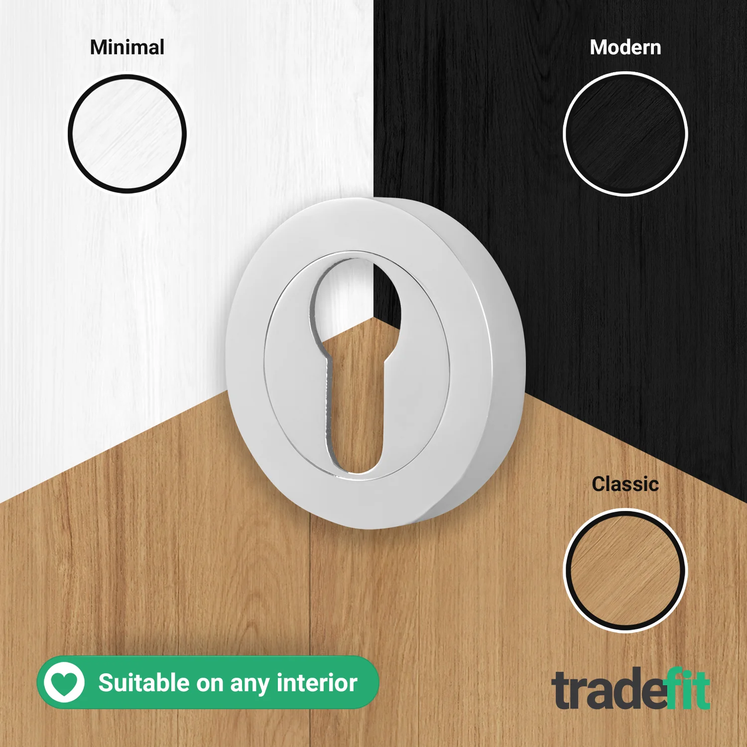 Olbia Euro Profile Keyhole Escutcheon - Polished Chrome - Pair - Image 5