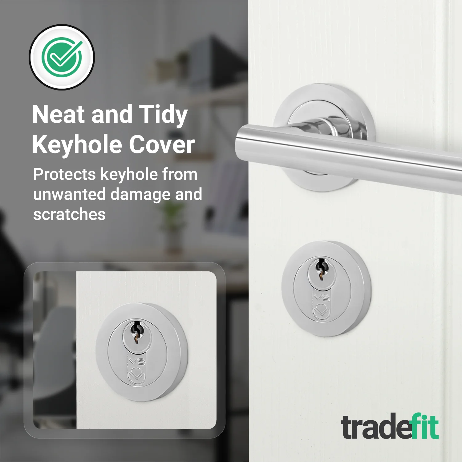 Olbia Euro Profile Keyhole Escutcheon - Polished Chrome - Pair - Image 6