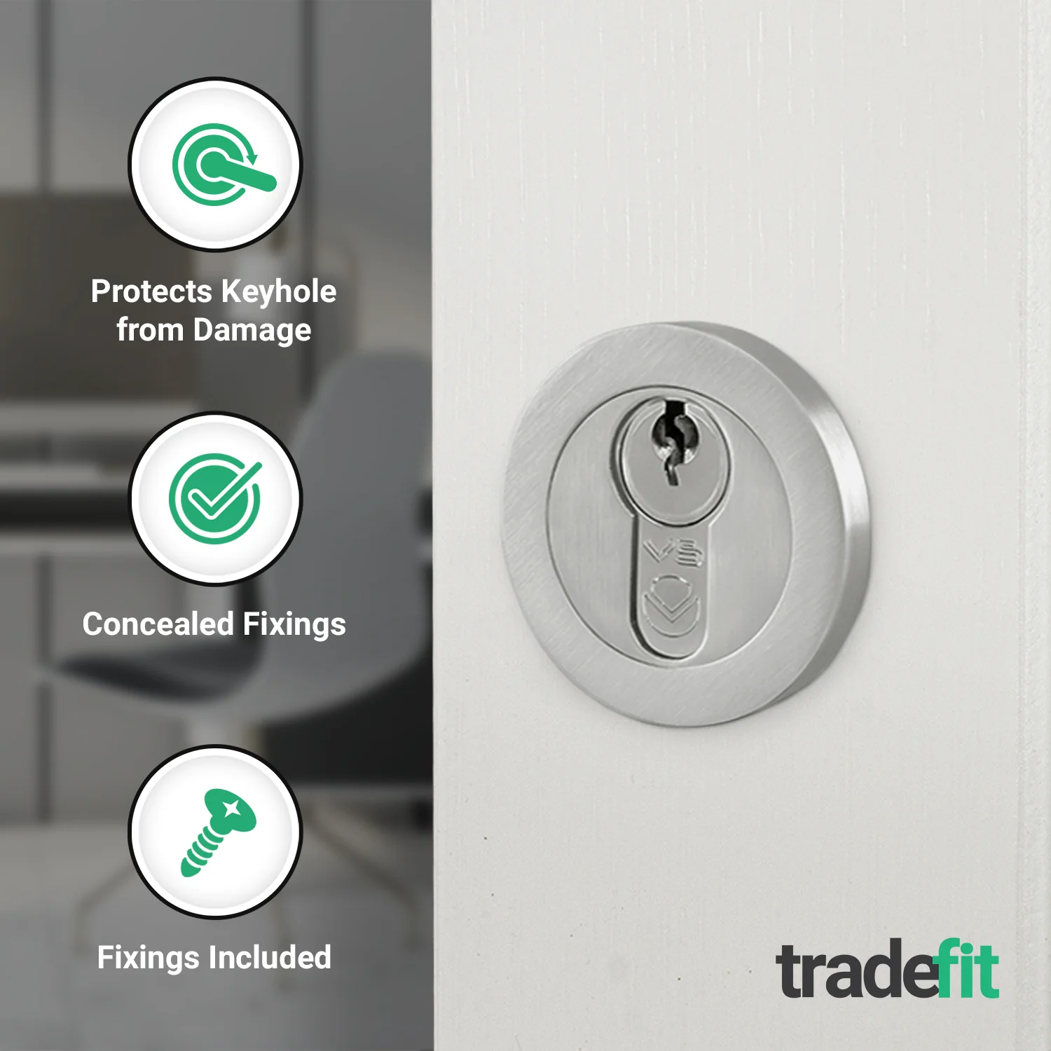 Olbia Euro Profile Keyhole Escutcheon - Satin Nickel - Pair - Image 3