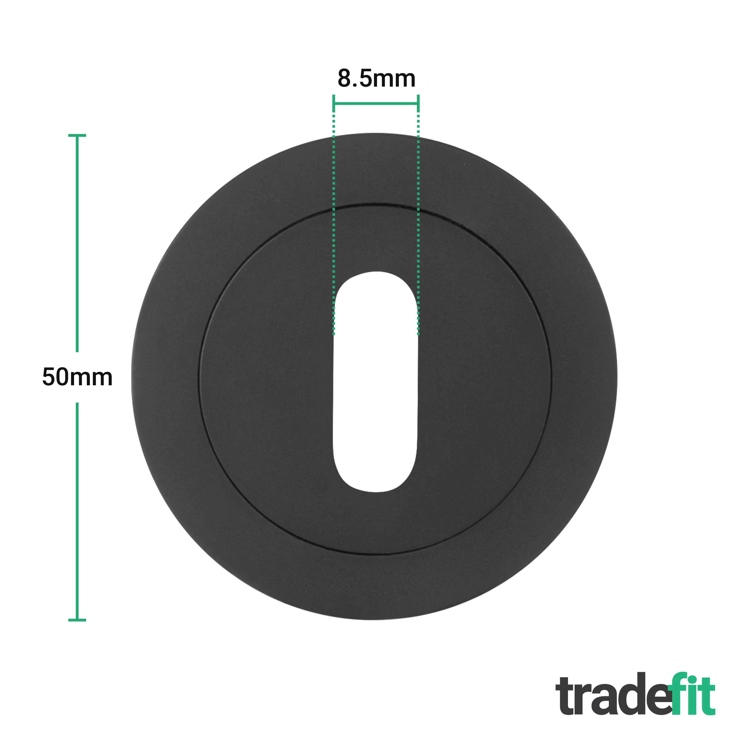 Matt Black Round Keyhole Escutcheons - 1 Pair 52mm - Image 2