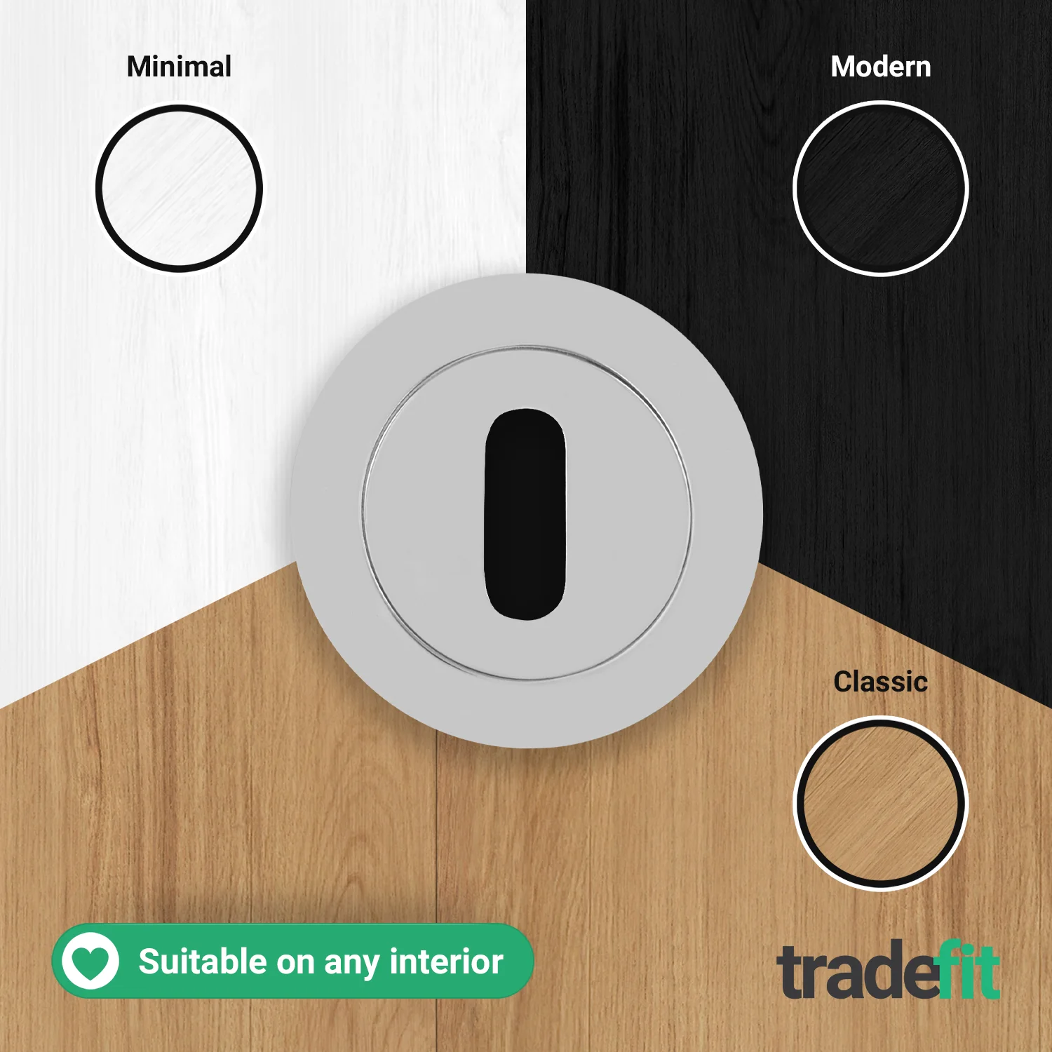 Olbia Chrome Round Keyhole Escutcheons - 54mm - Polished Chrome - Pair - Image 5