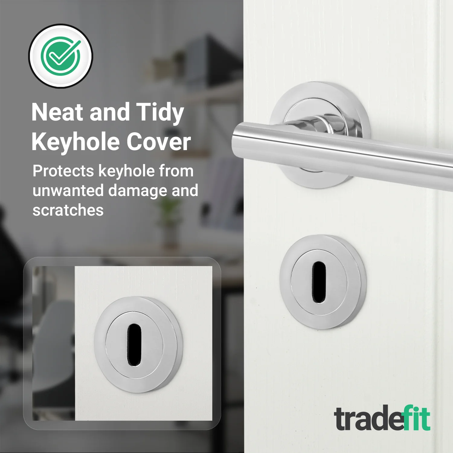 Olbia Chrome Round Keyhole Escutcheons - 54mm - Polished Chrome - Pair - Image 6