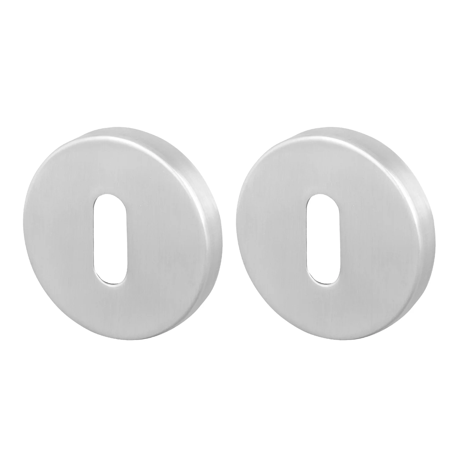 Satin Nickel Round Keyhole Escutcheons - 1 Pair 52mm