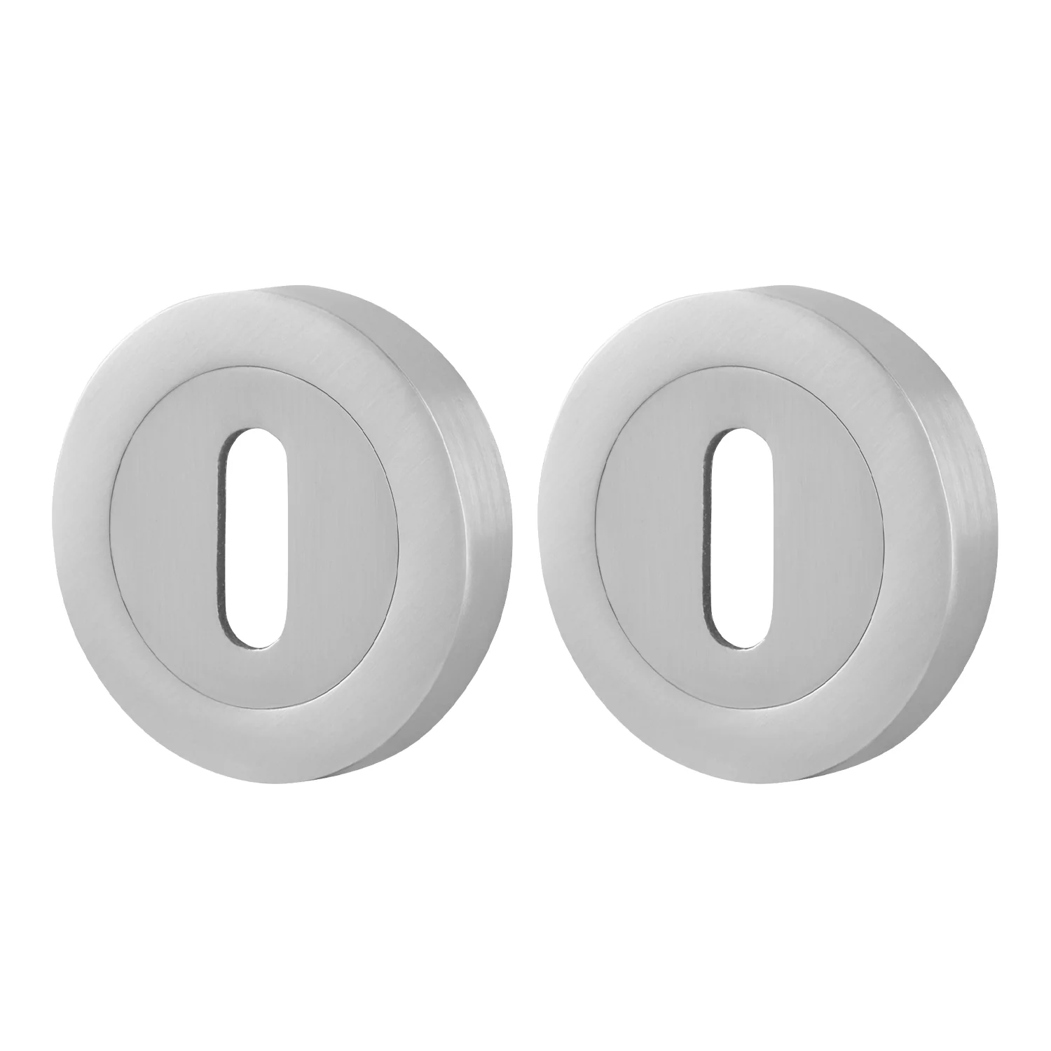 Olbia Satin Nickel Round Keyhole Escutcheons - 1 Pair 52mm