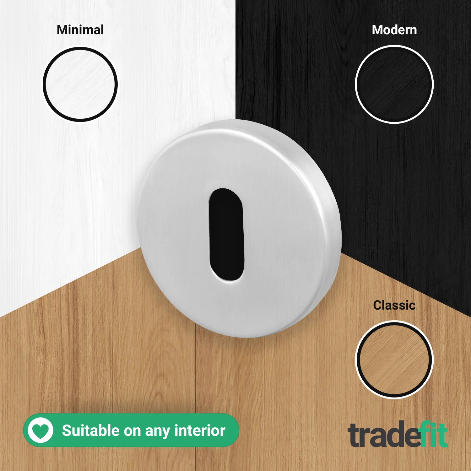 Satin Nickel Round Keyhole Escutcheons - 1 Pair 52mm - Image 5