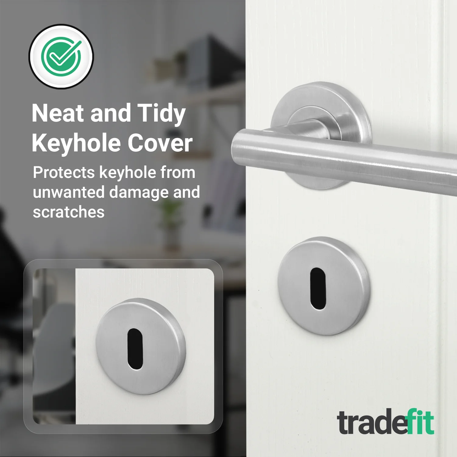 Satin Nickel Round Keyhole Escutcheons - 1 Pair 52mm - Image 6