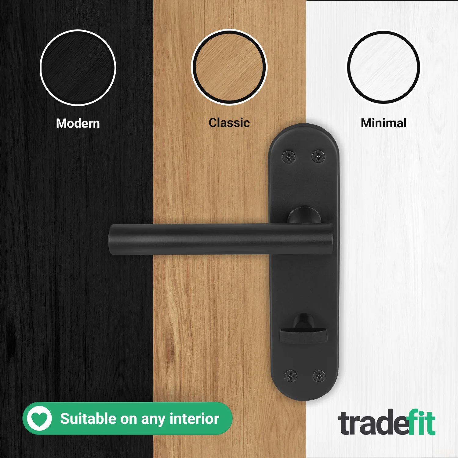 Olbia Matt Black Lever on Backplate Door Handle Pack – 64mm Bathroom Lock - Image 7