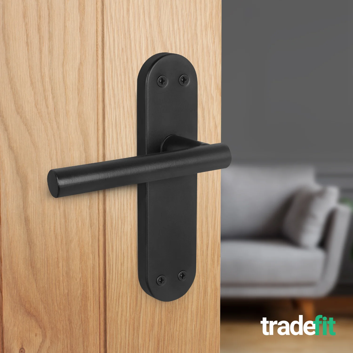 Olbia Matt Black Lever on Backplate Door Handle Pack – 76mm Latch - Image 6