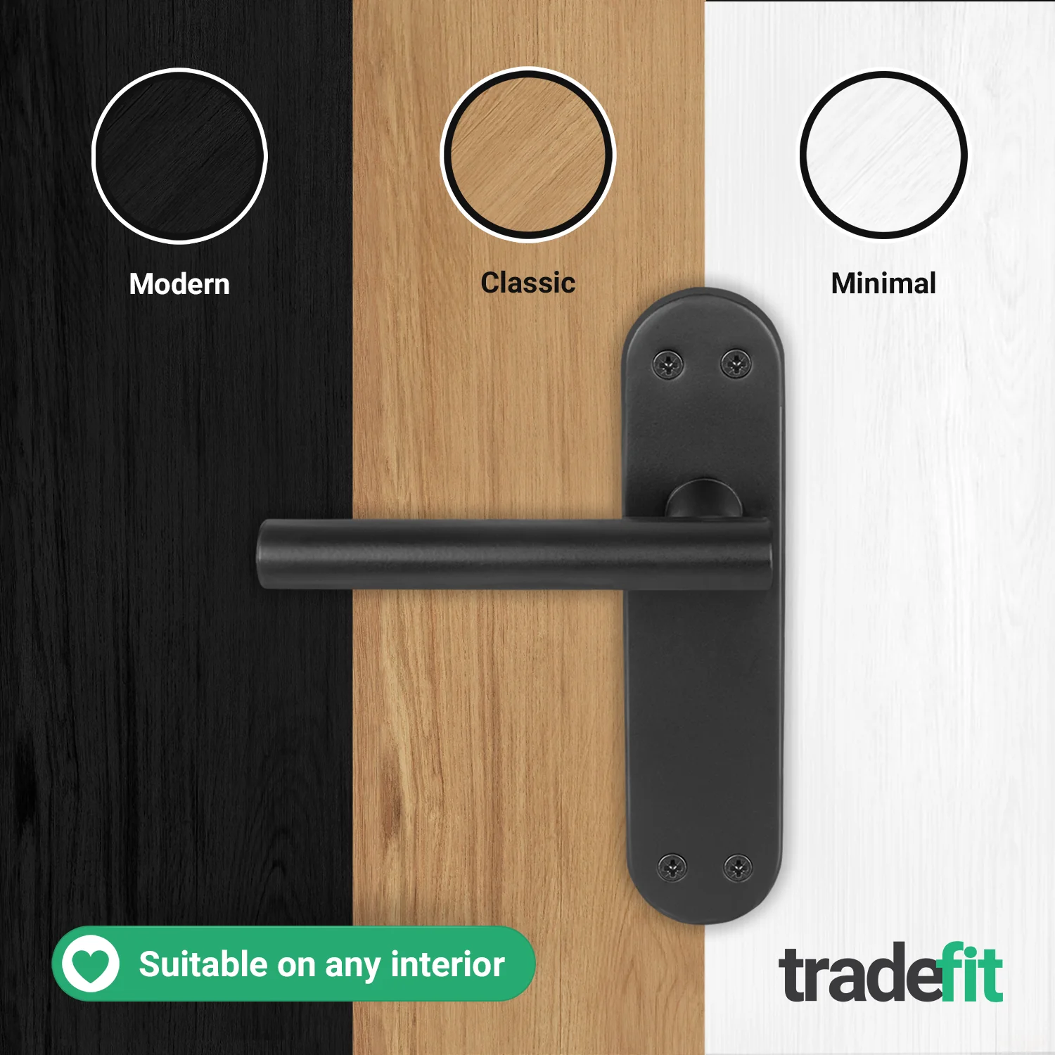 Olbia Matt Black Lever on Backplate Door Handles - Latch - Image 5