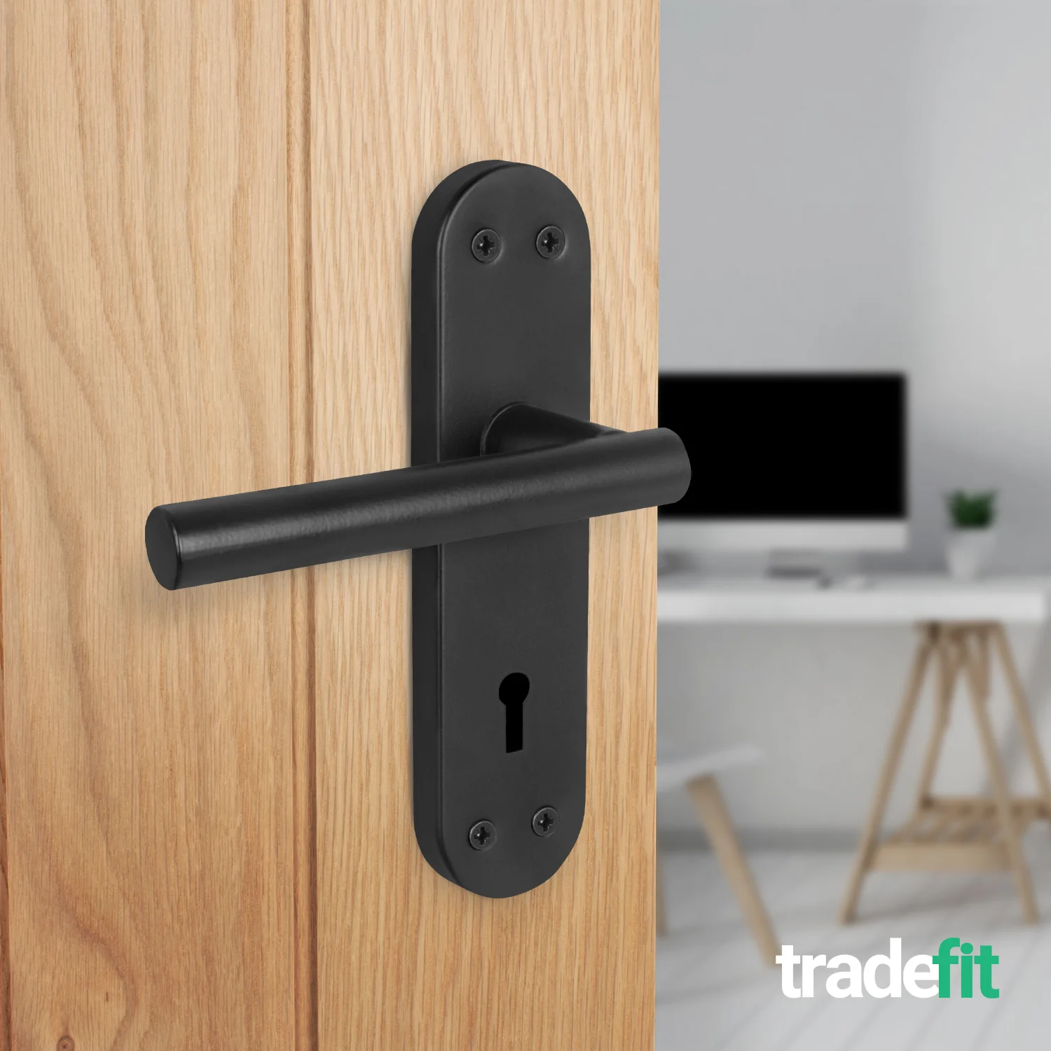 Olbia Matt Black Lever on Backplate Door Handle Pack – 64mm Sashlock - Image 6