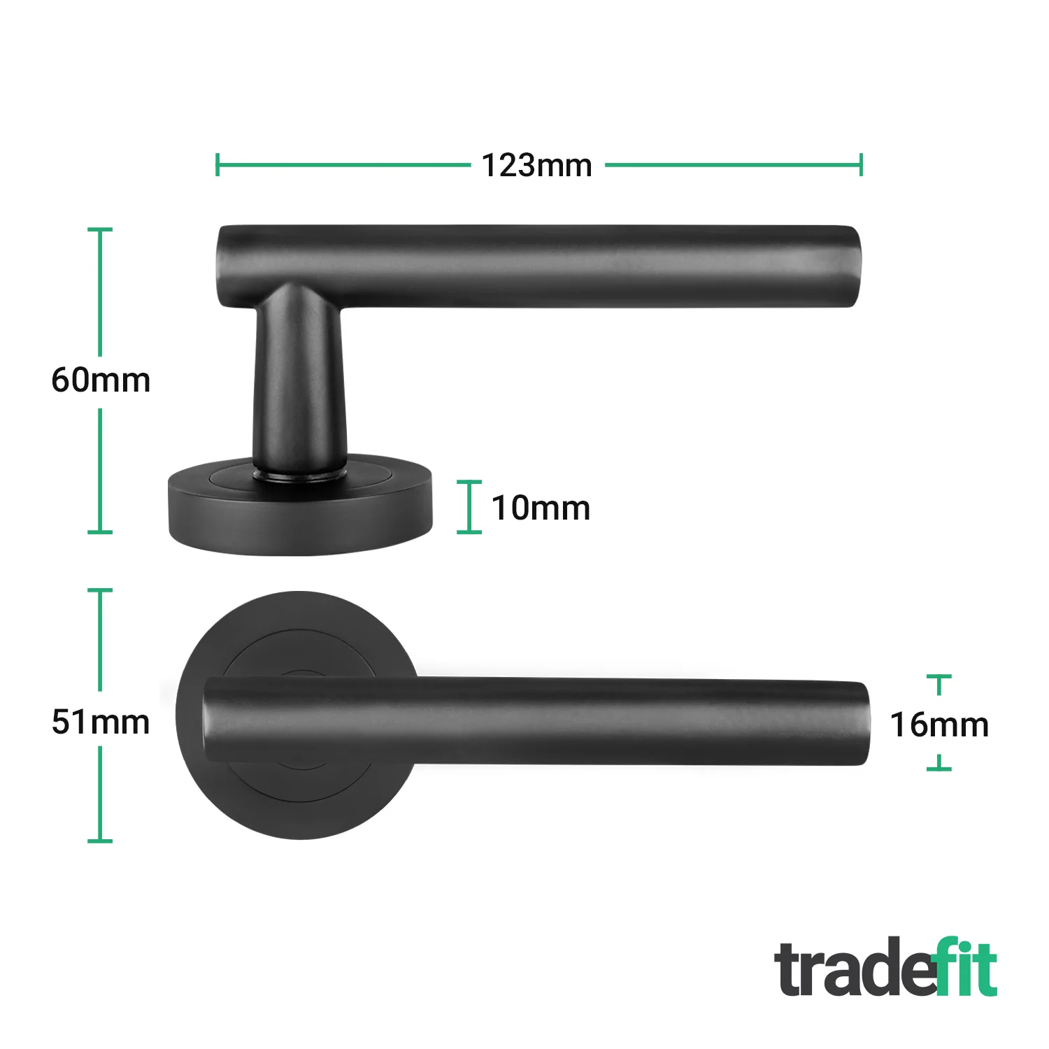 Olbia Matt Black Lever on Rose Door Handle Kit - 80mm Euro Sashlock and Thumbturn Cylinder - Keyed Alike - Image 2