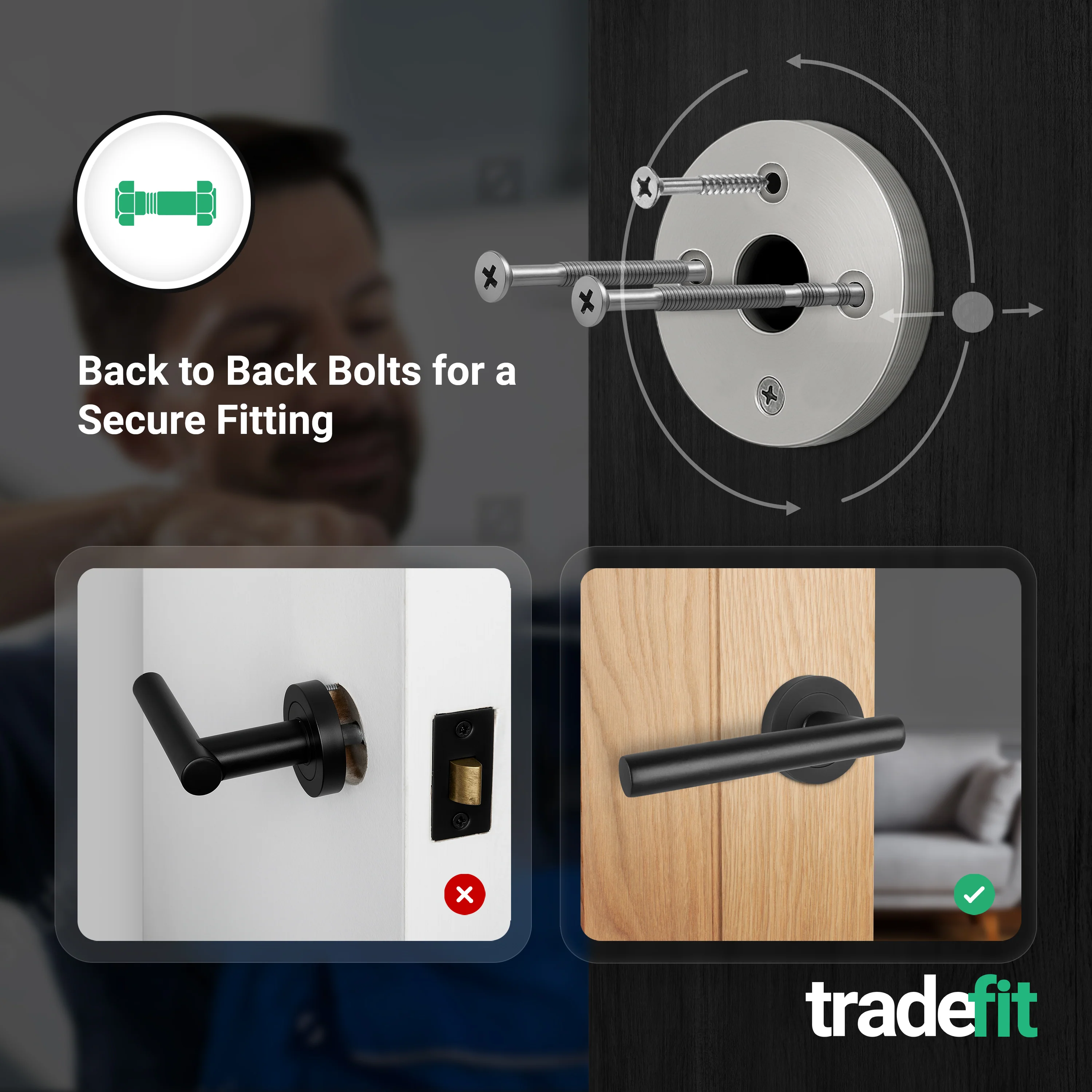 Olbia Matt Black Lever on Rose Door Handle Kit - 80mm Euro Sashlock and Thumbturn Cylinder - Keyed Alike - Image 7