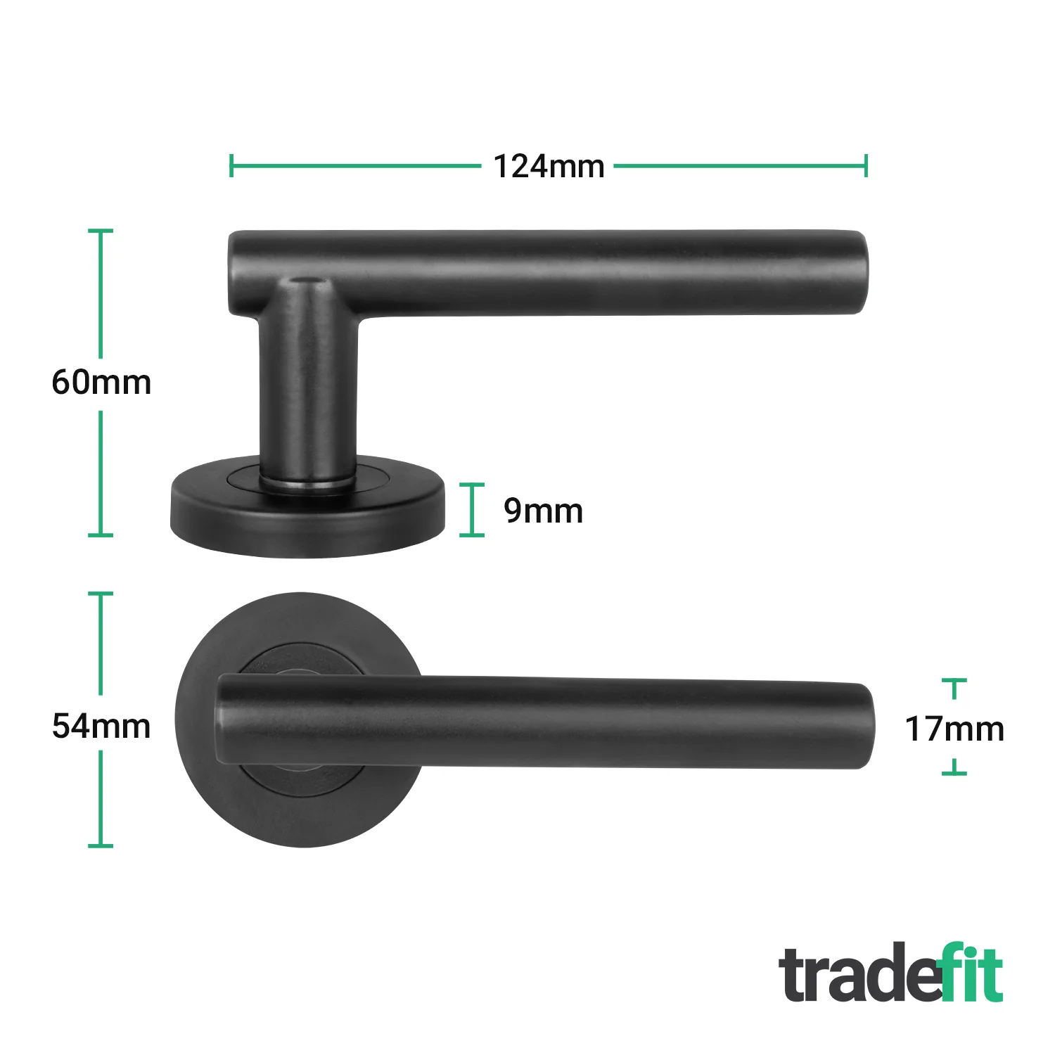 Olbia Matt Black Lever on Rose Door Handle Kit - 80mm Euro Sashlock and Thumbturn Cylinder - Keyed to Differ - Image 2
