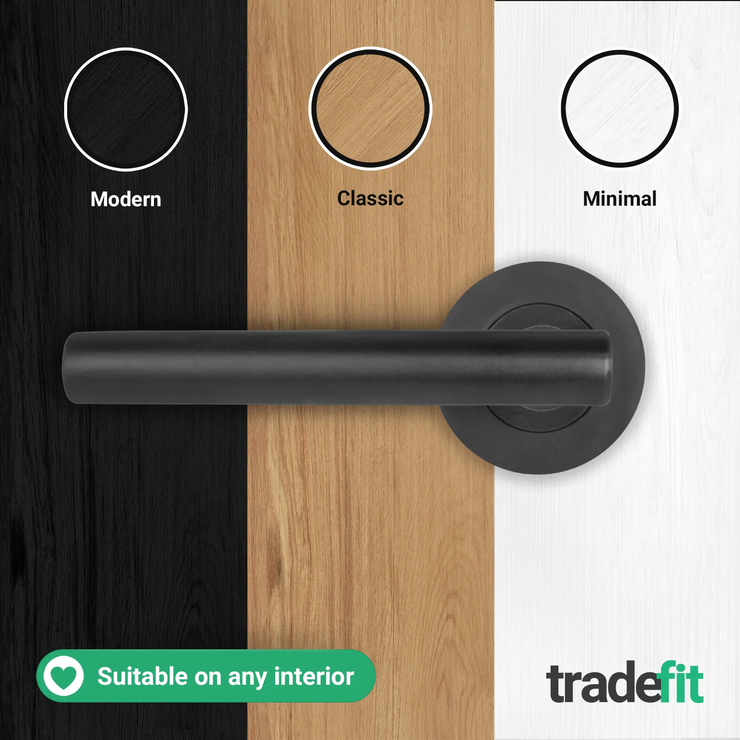 Olbia Matt Black Lever on Rose Door Handle Kit - 80mm Euro Sashlock and Thumbturn Cylinder - Keyed to Differ - Image 7