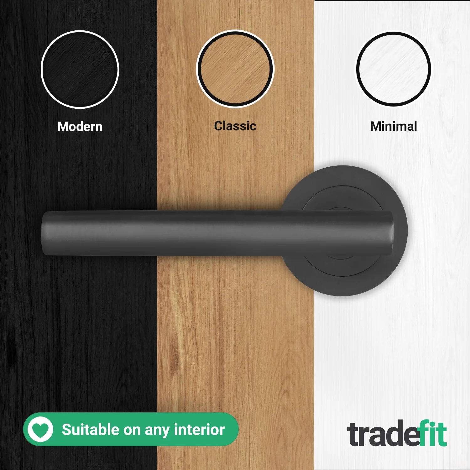 Olbia Matt Black Lever on Rose Door Handle Kit - Medium Duty FD30/60 - 80mm Euro Sashlock and Double Cylinder - Keyed Alike - Image 8