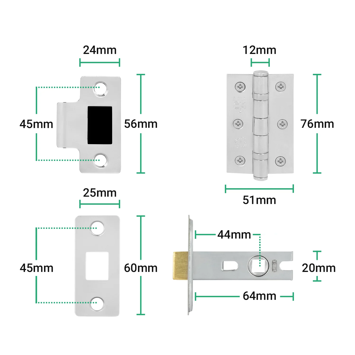 Olbia Polished Chrome Lever on Backplate Door Handle Pack – 64mm Latch - Image 3