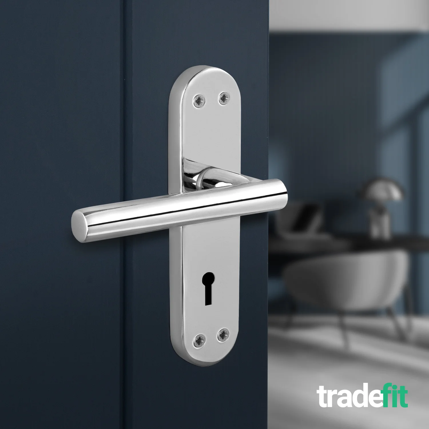 Olbia Polished Chrome Lever on Backplate Door Handle Pack – 64mm Sashlock - Image 6