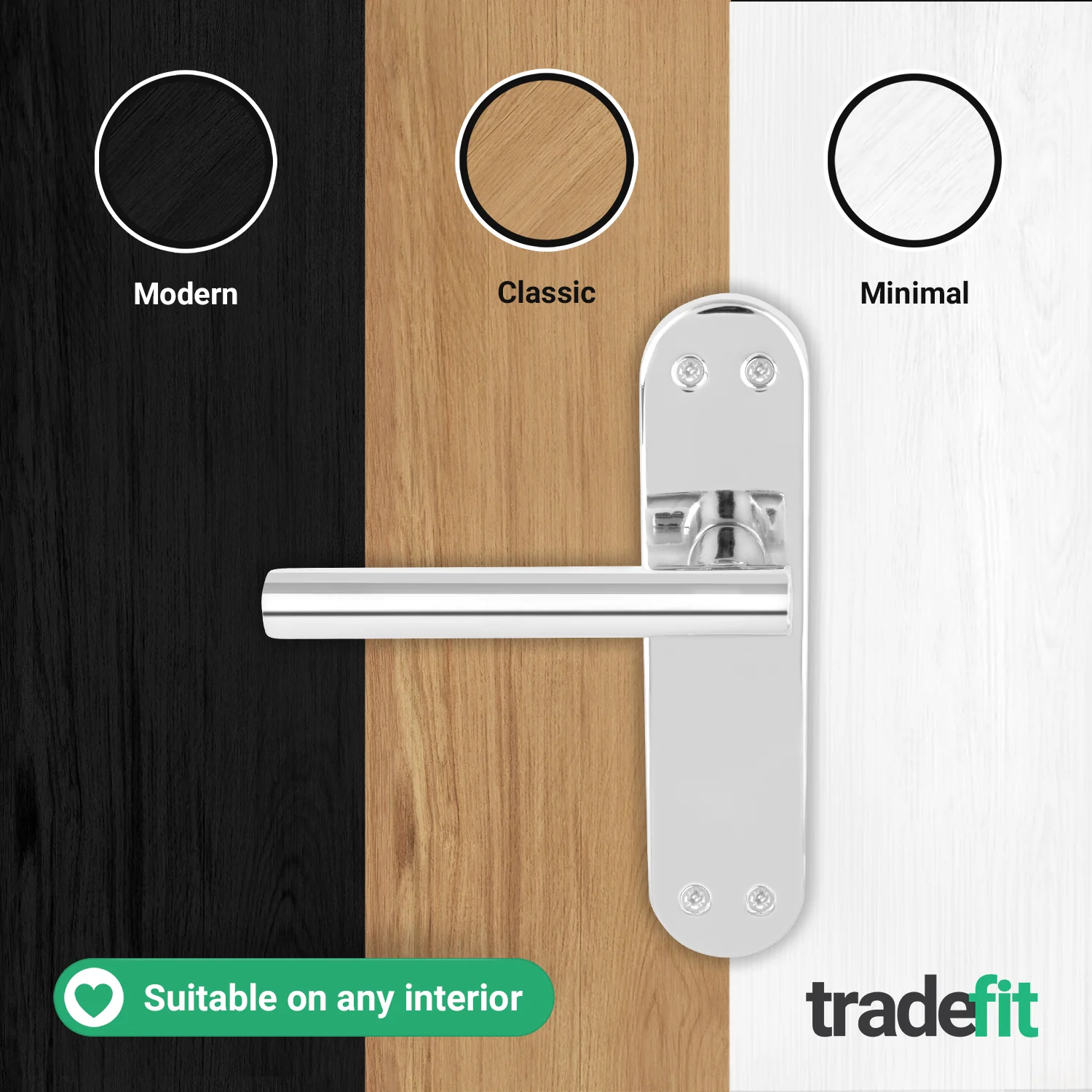 Olbia Polished Chrome Lever on Backplate Door Handle Pack – 76mm Latch - Image 7