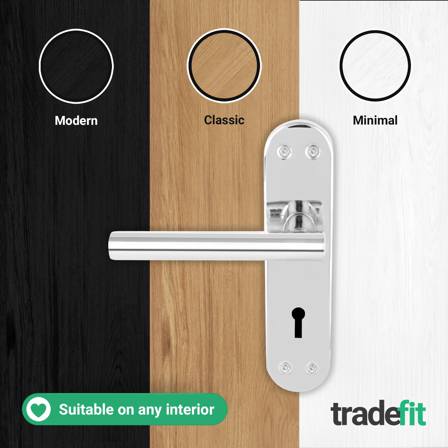 Olbia Polished Chrome Lever on Backplate Door Handle Pack – 80mm Sashlock - Image 7