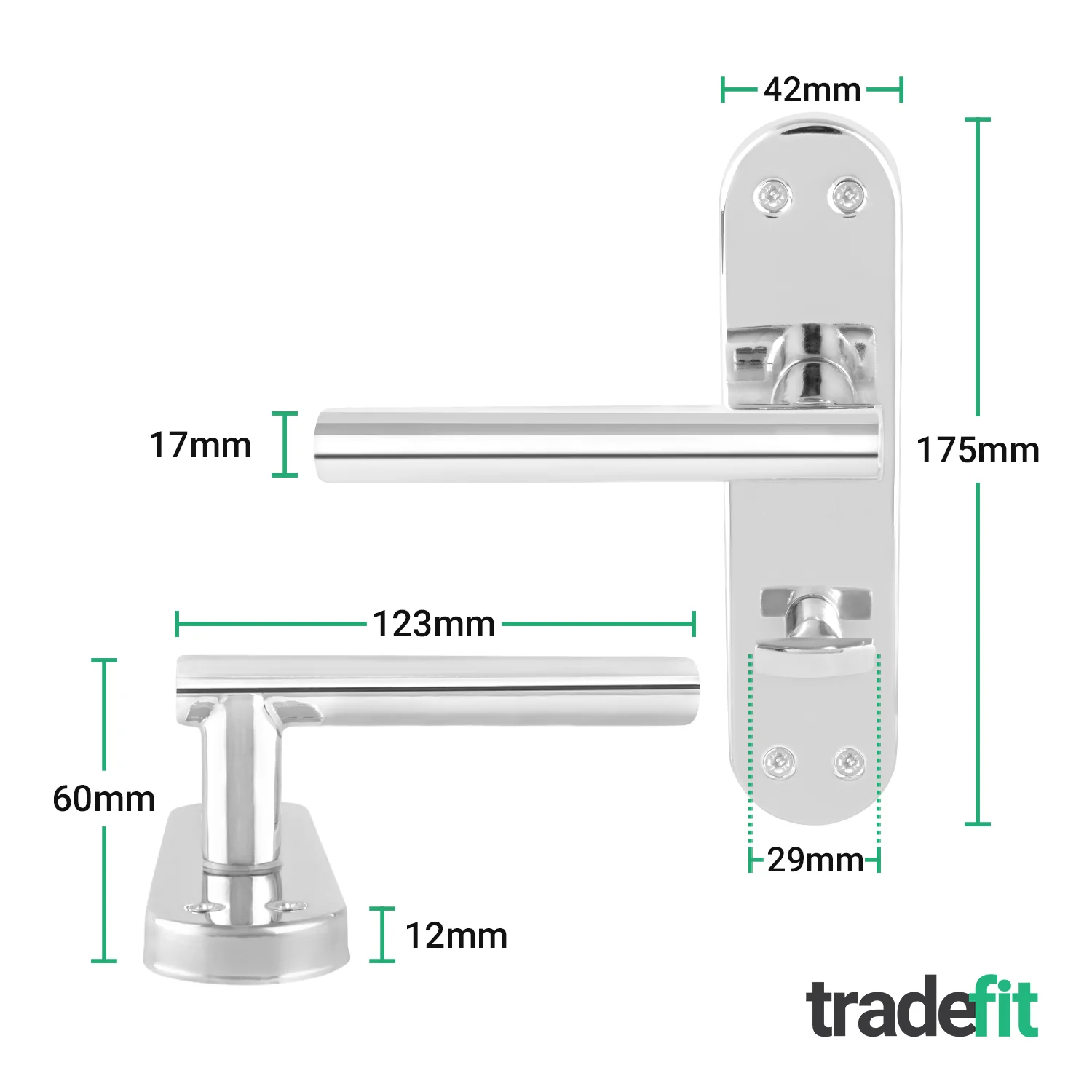 Olbia Polished Chrome Lever on Backplate Door Handles - Bathroom - Image 2