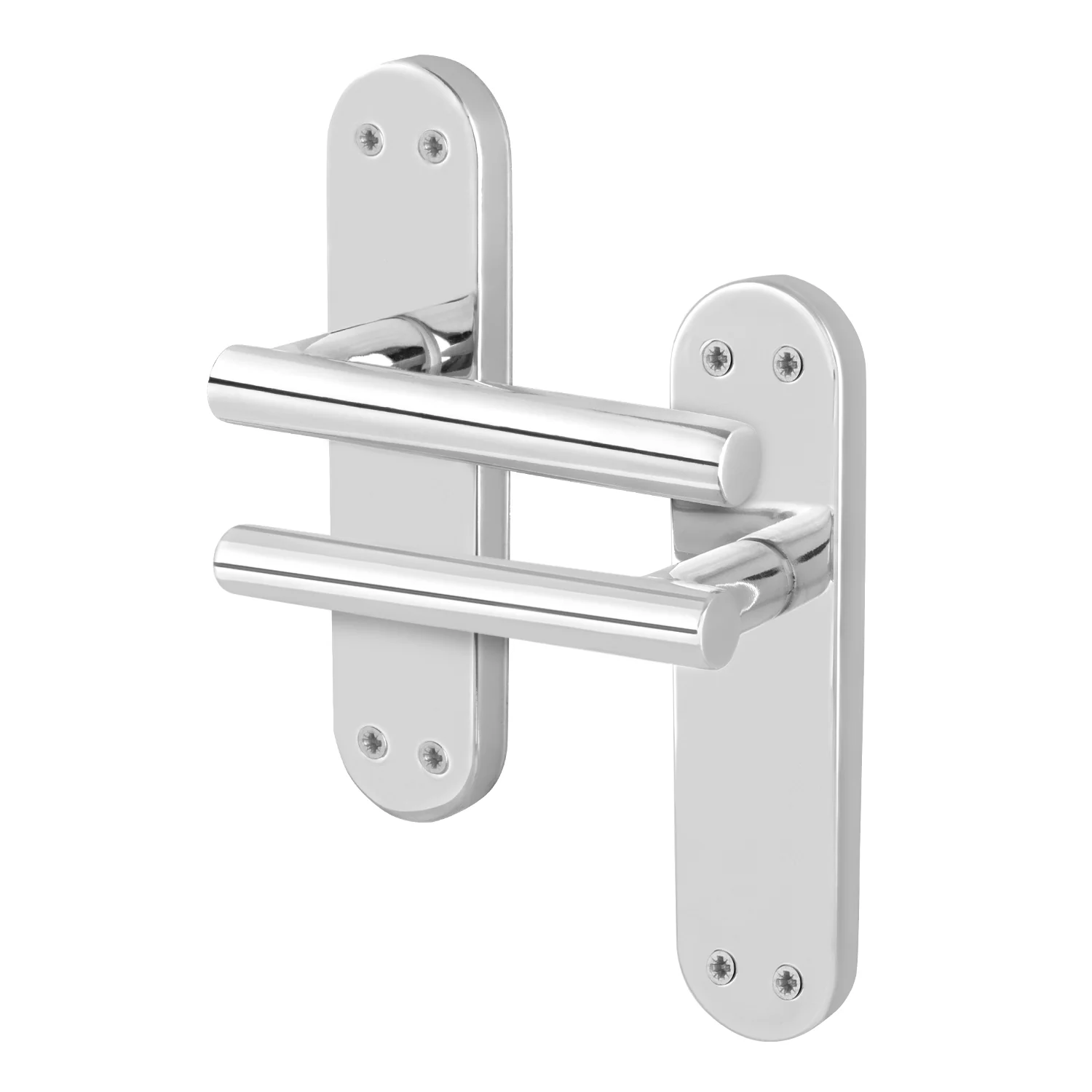 Olbia Polished Chrome Lever on Backplate Door Handles - Latch