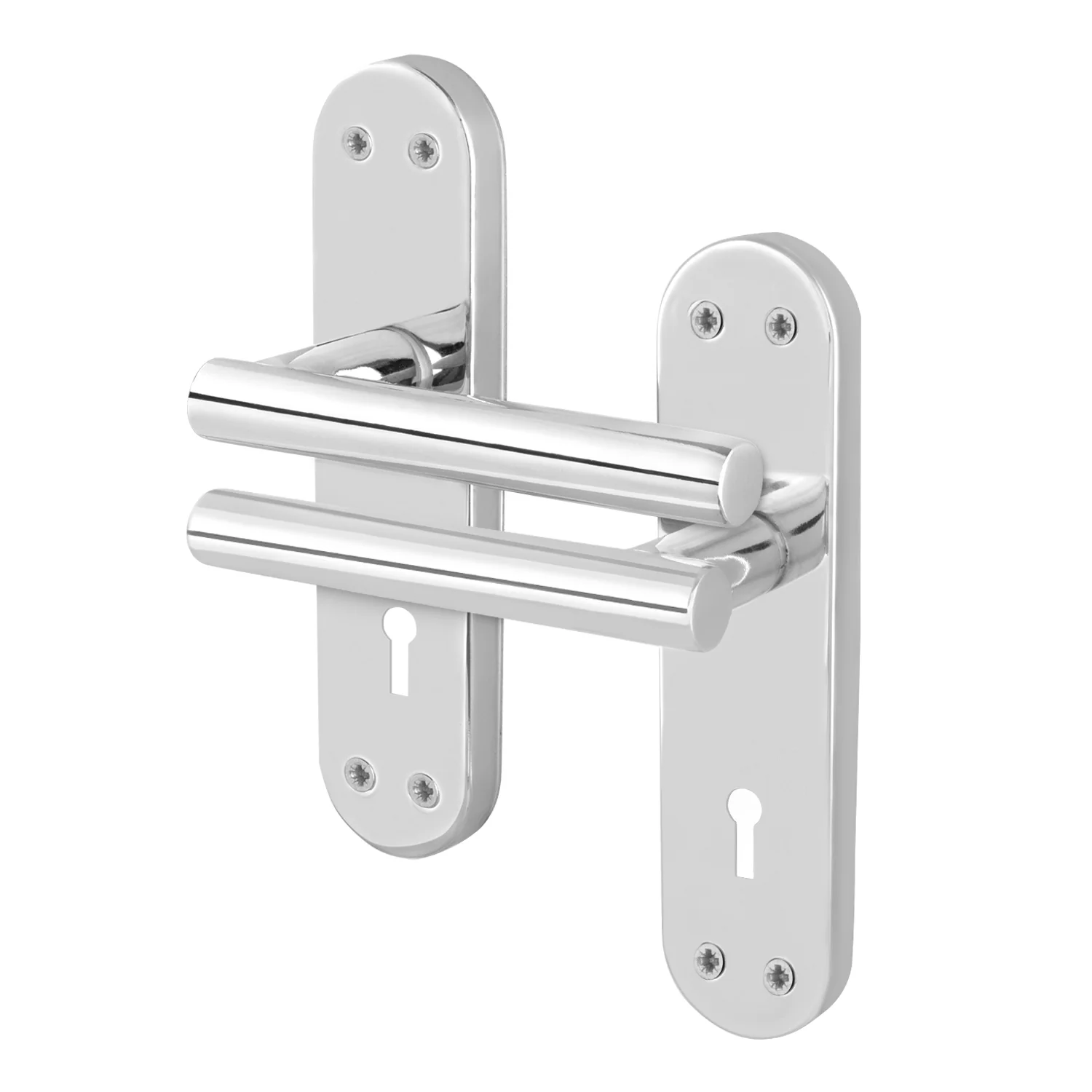 Olbia Polished Chrome Lever on Backplate Door Handles - Keyhole