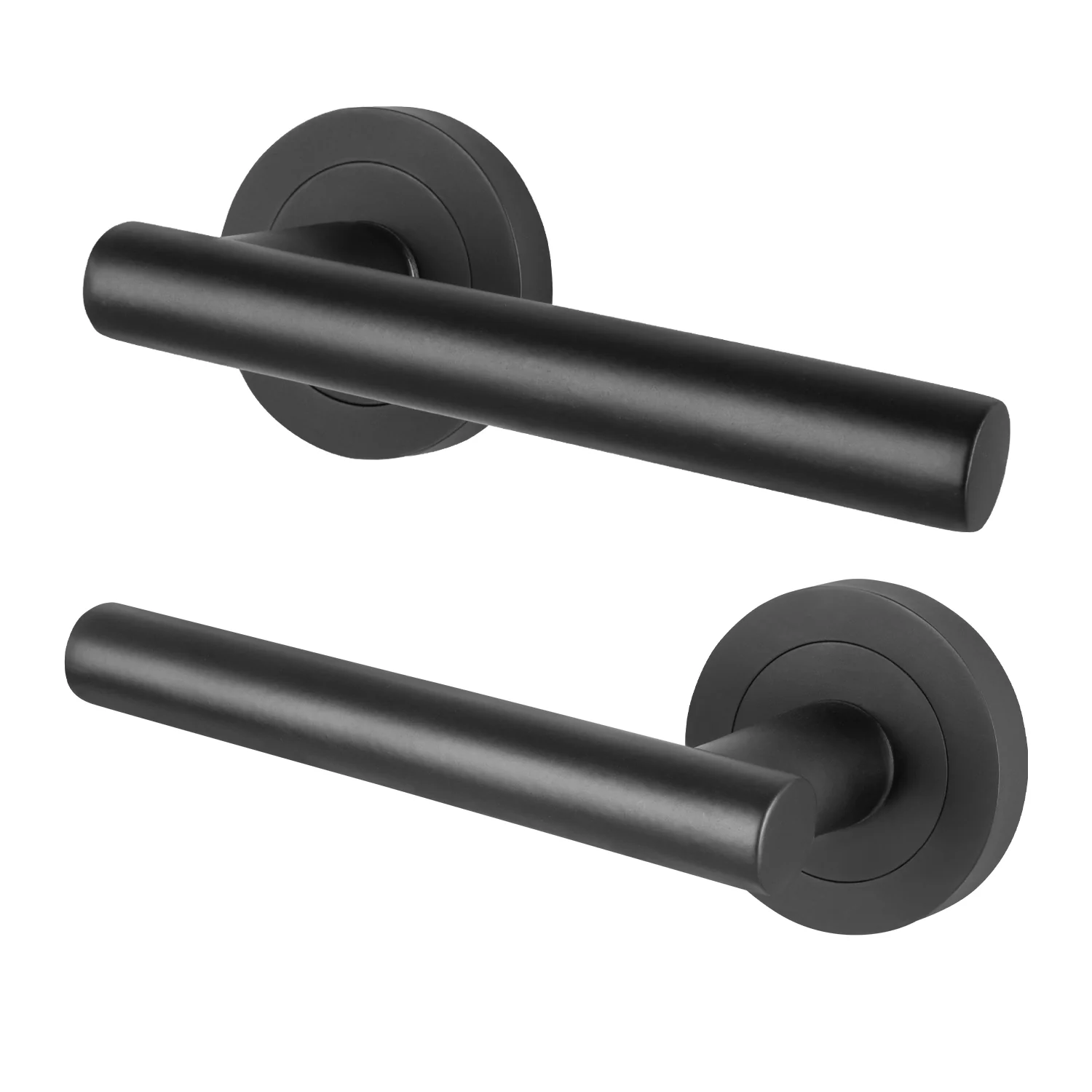 Olbia Matt Black Door Handles on Rose - Medium Duty FD30/60 Rated