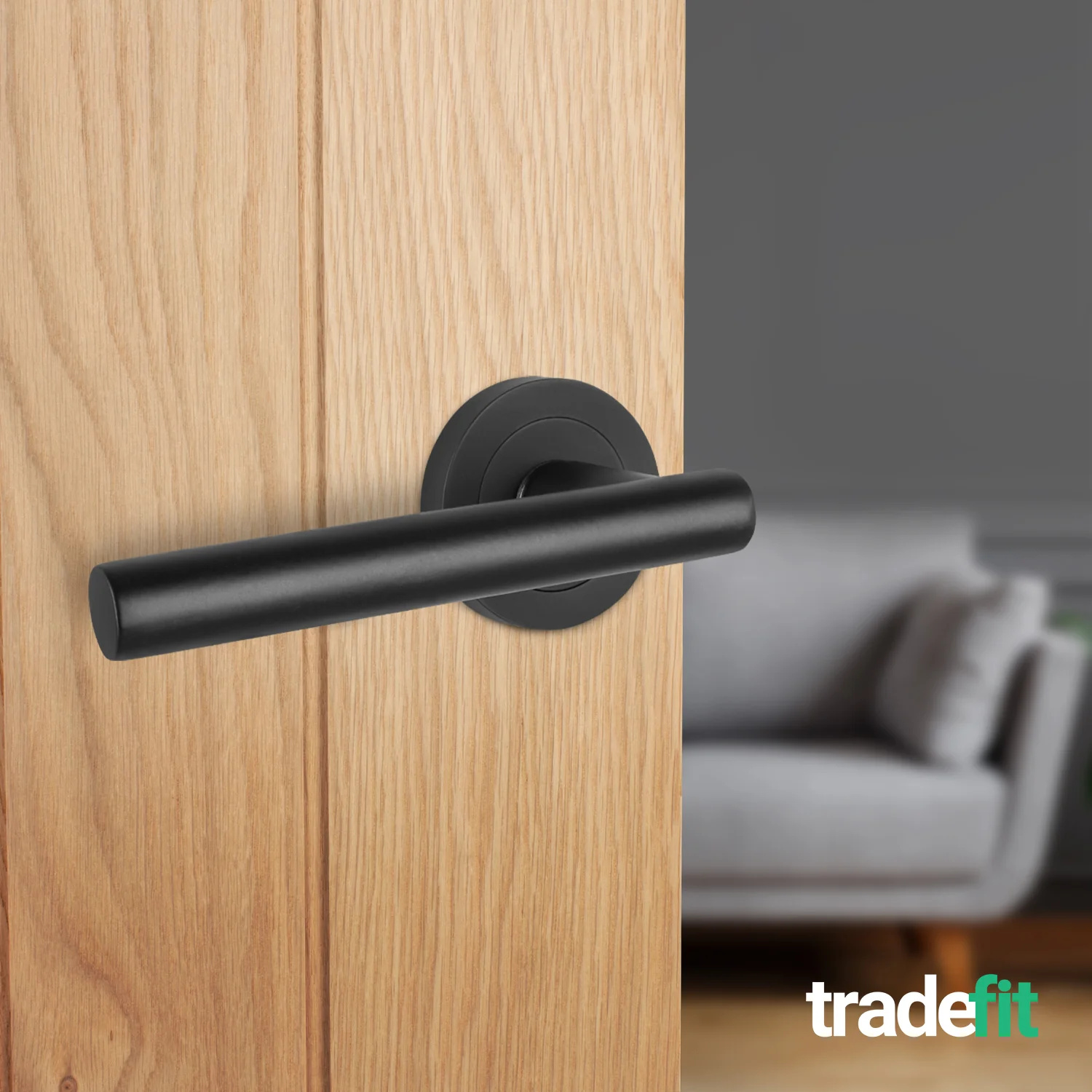 Olbia Matt Black Door Handles on Rose - Medium Duty FD30/60 Rated - Image 4