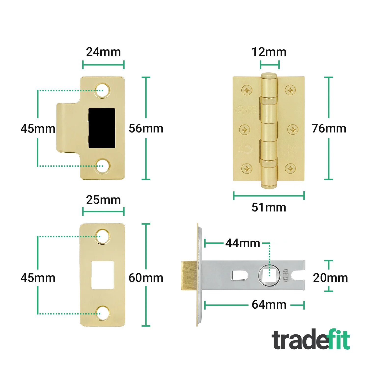 Olbia Satin Brass Lever on Backplate Door Handle Pack – 64mm Latch - Image 3