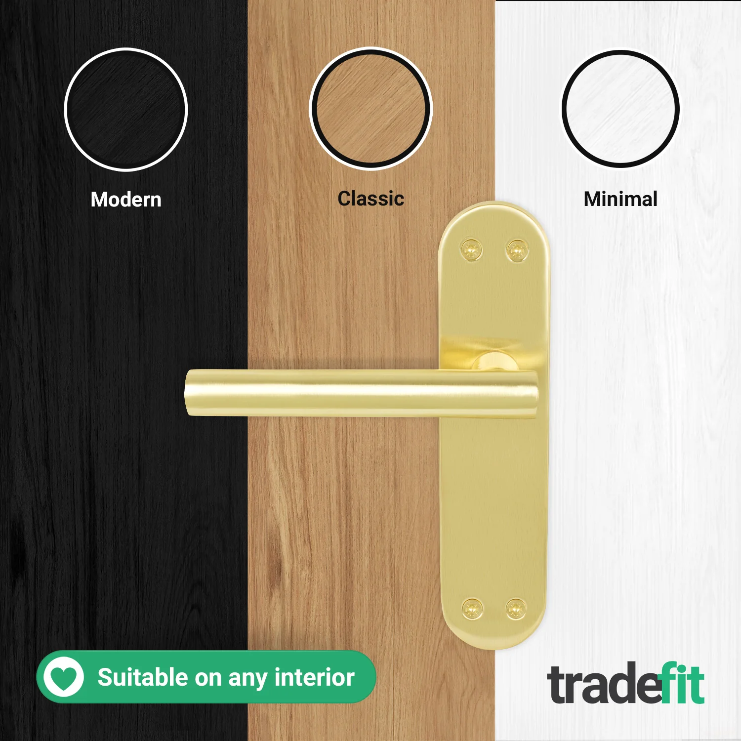 Olbia Satin Brass Lever on Backplate Door Handle Pack – 64mm Latch - Image 7
