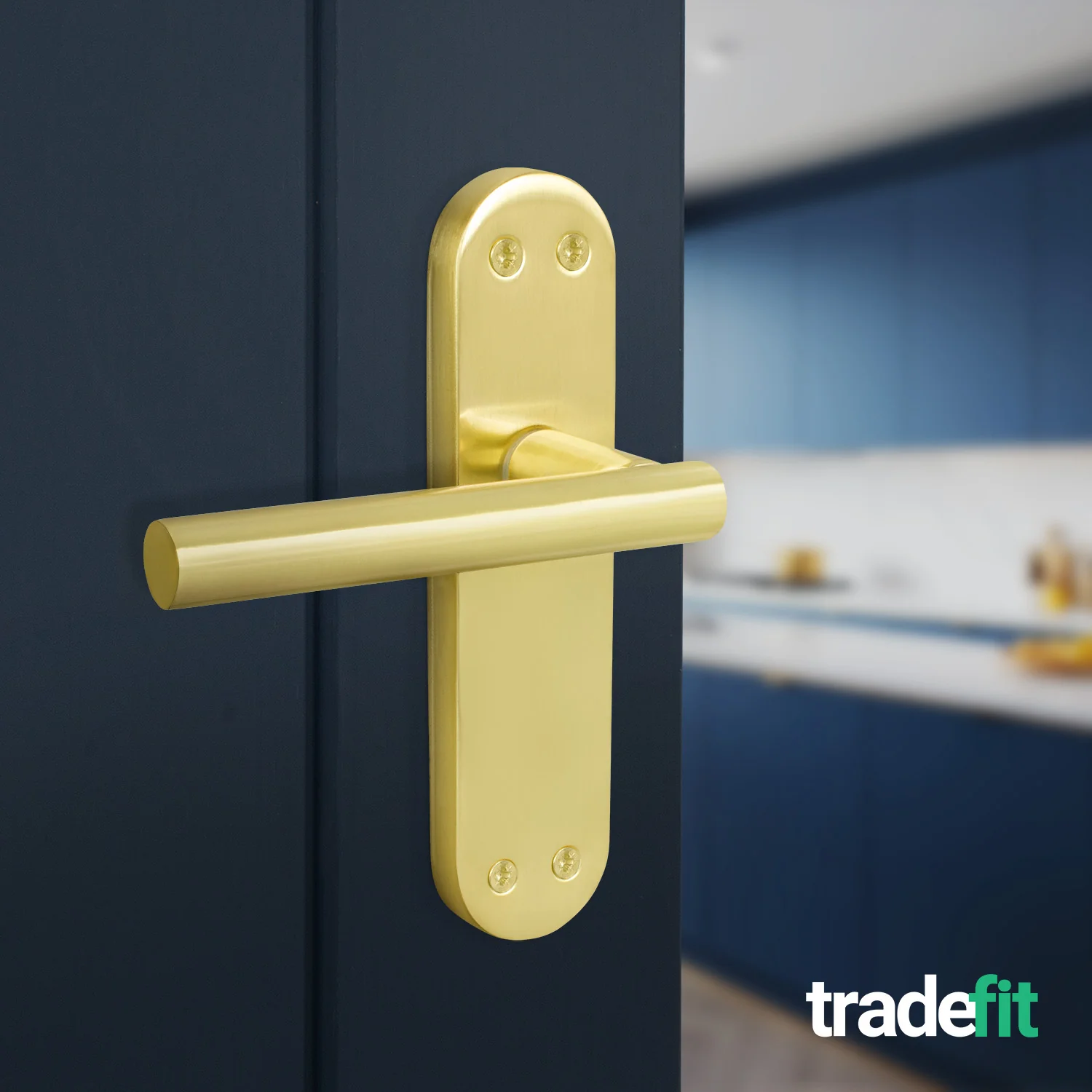 Olbia Satin Brass Lever on Backplate Door Handle Pack - 76mm Latch - Image 6