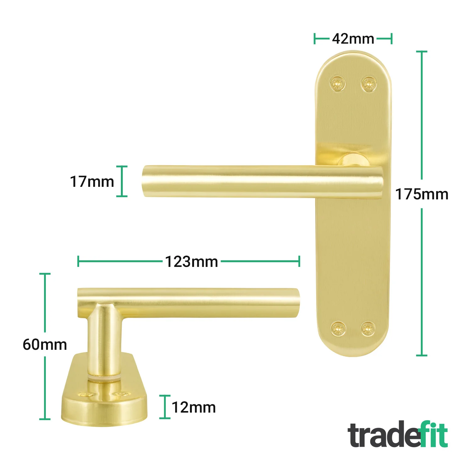 Olbia Satin Brass Lever on Backplate Door Handles - Latch - Image 2