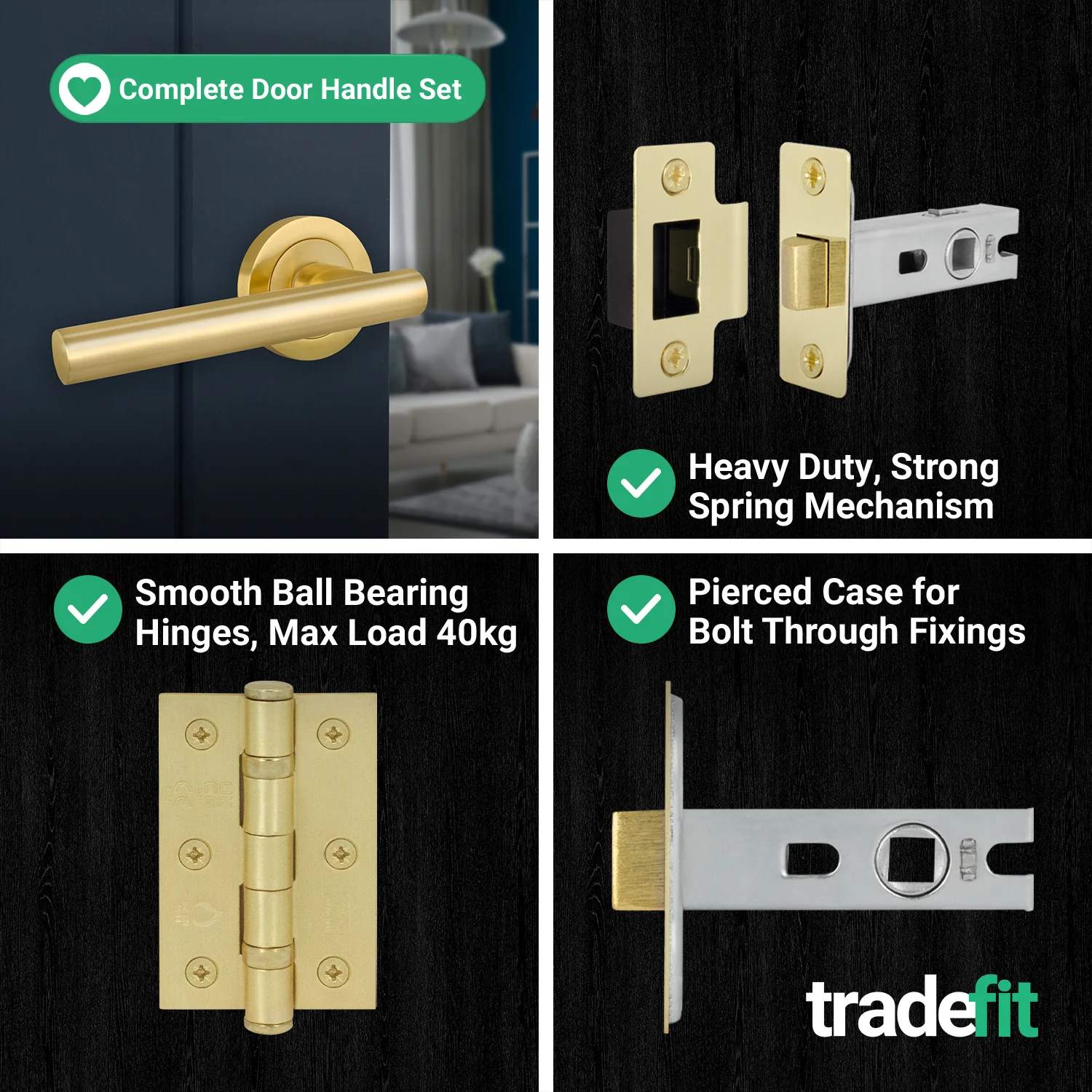 Olbia Satin Brass Lever on Rose Door Handle Pack - 76mm Latch - Image 9