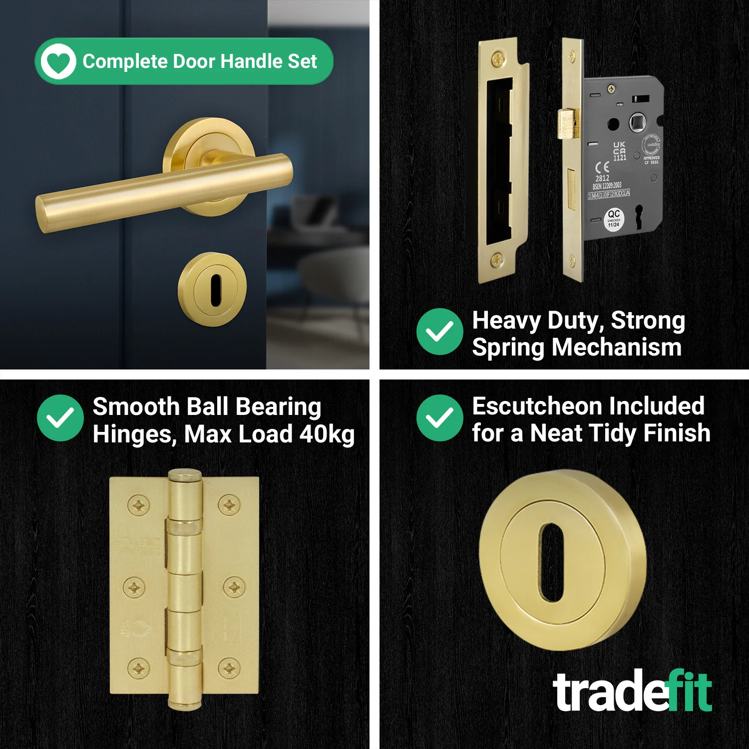 Olbia Satin Brass Lever on Rose Door Handle Pack - 80mm Sashlock - Image 9